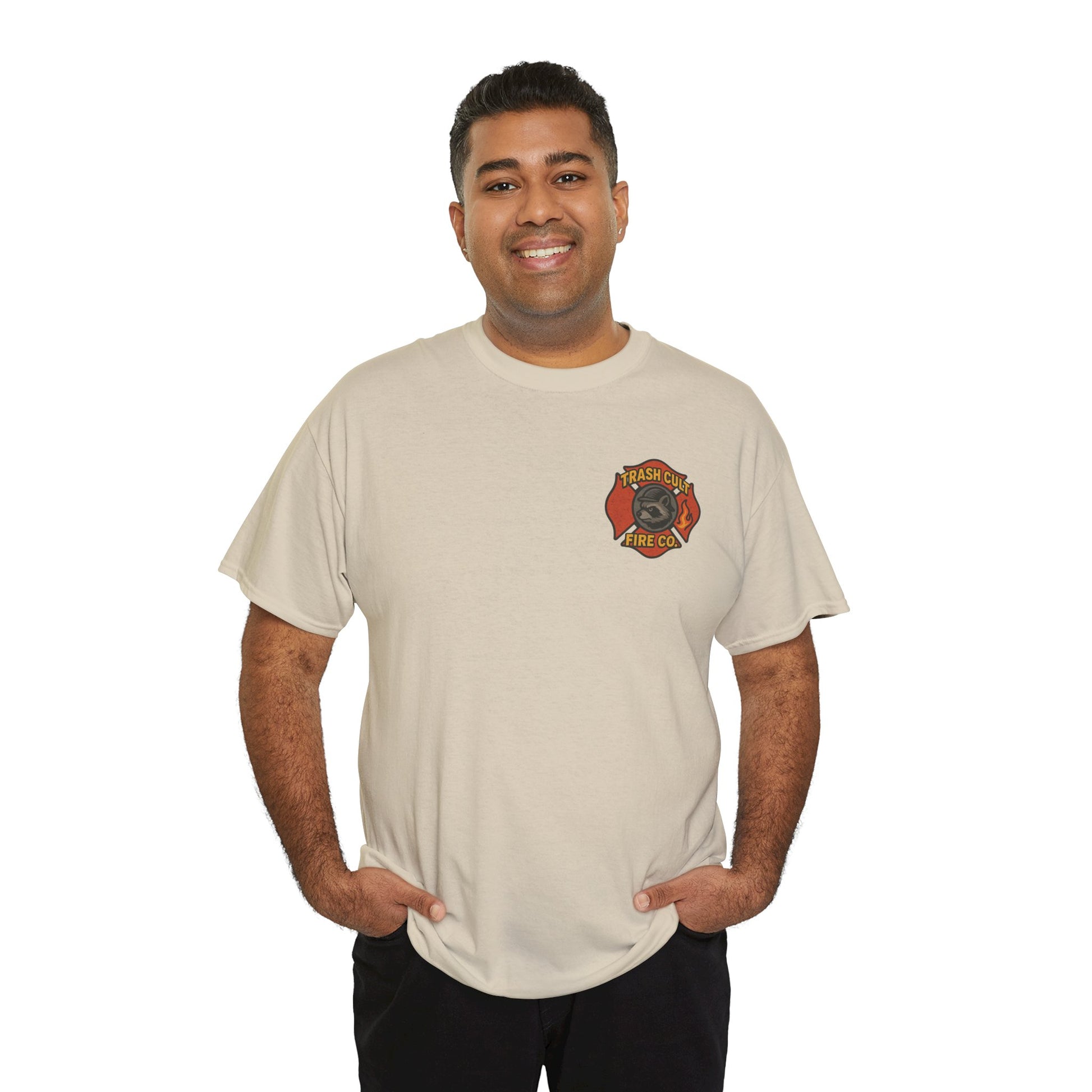 Trash Cult Fire Co. Unisex Tee - Quirky Raccoon Design, Fun Gift, Casual Wear, Firefighter Humor, Unique Apparel
