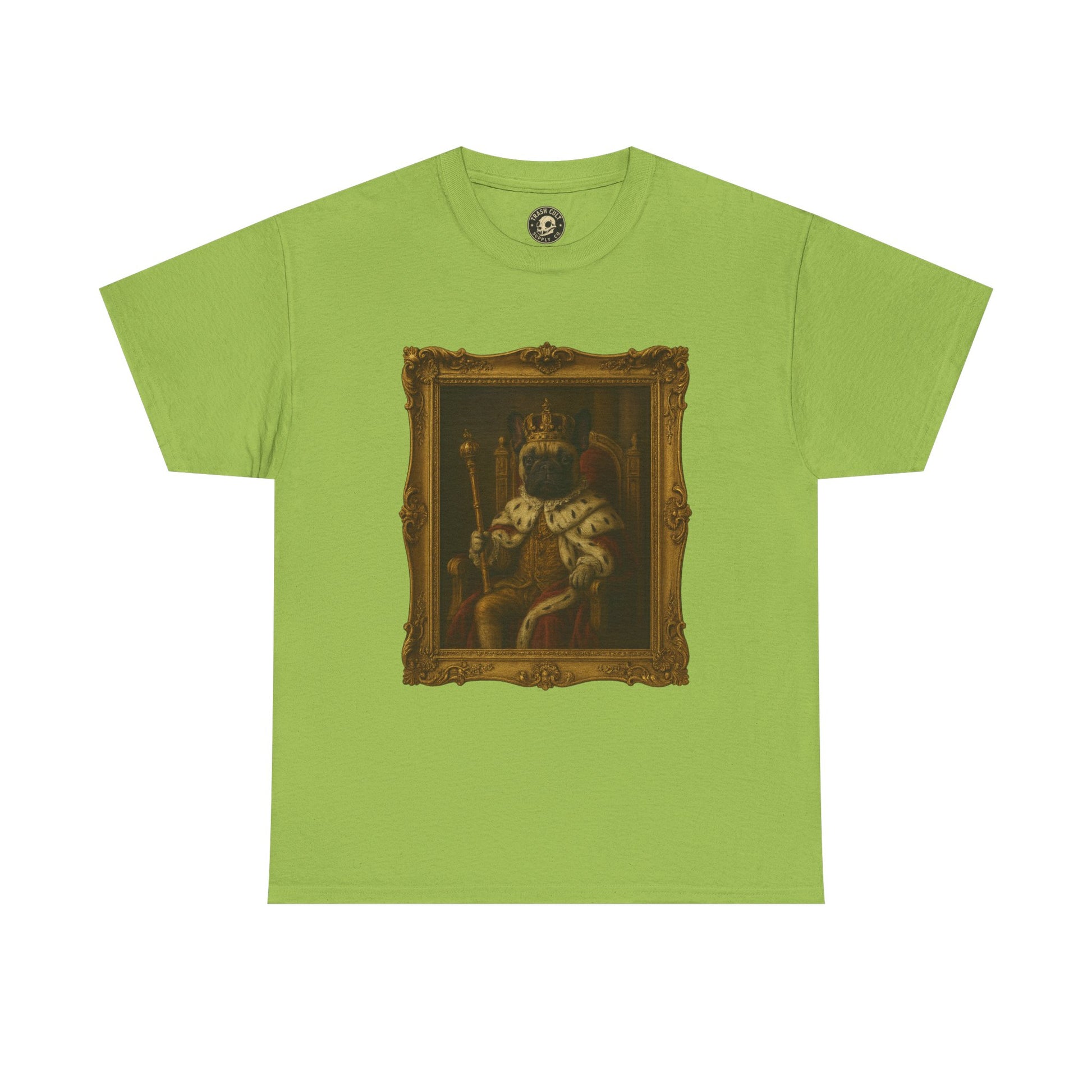 French Bulldog King Baroque Portrait Shirt – Funny Royal Dog Tee – Gildan 5000 Unisex Heavy Cotton