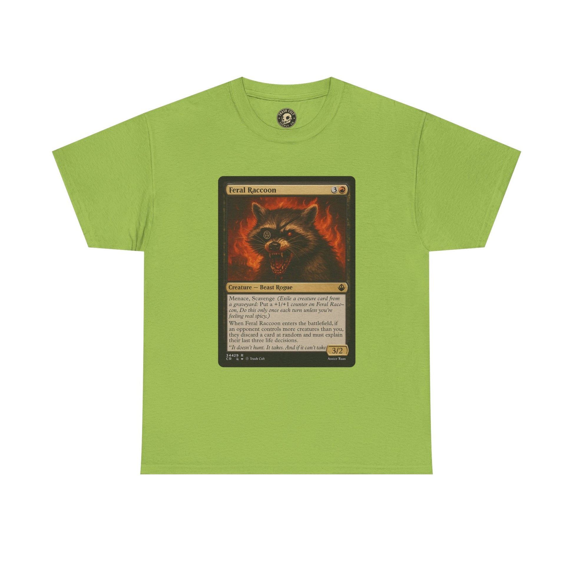 Feral Raccoon Magic Card Shirt – MTG-Inspired Beast Rogue Tee, Trash Cult Creature Card, Gildan 5000 Unisex T-Shirt