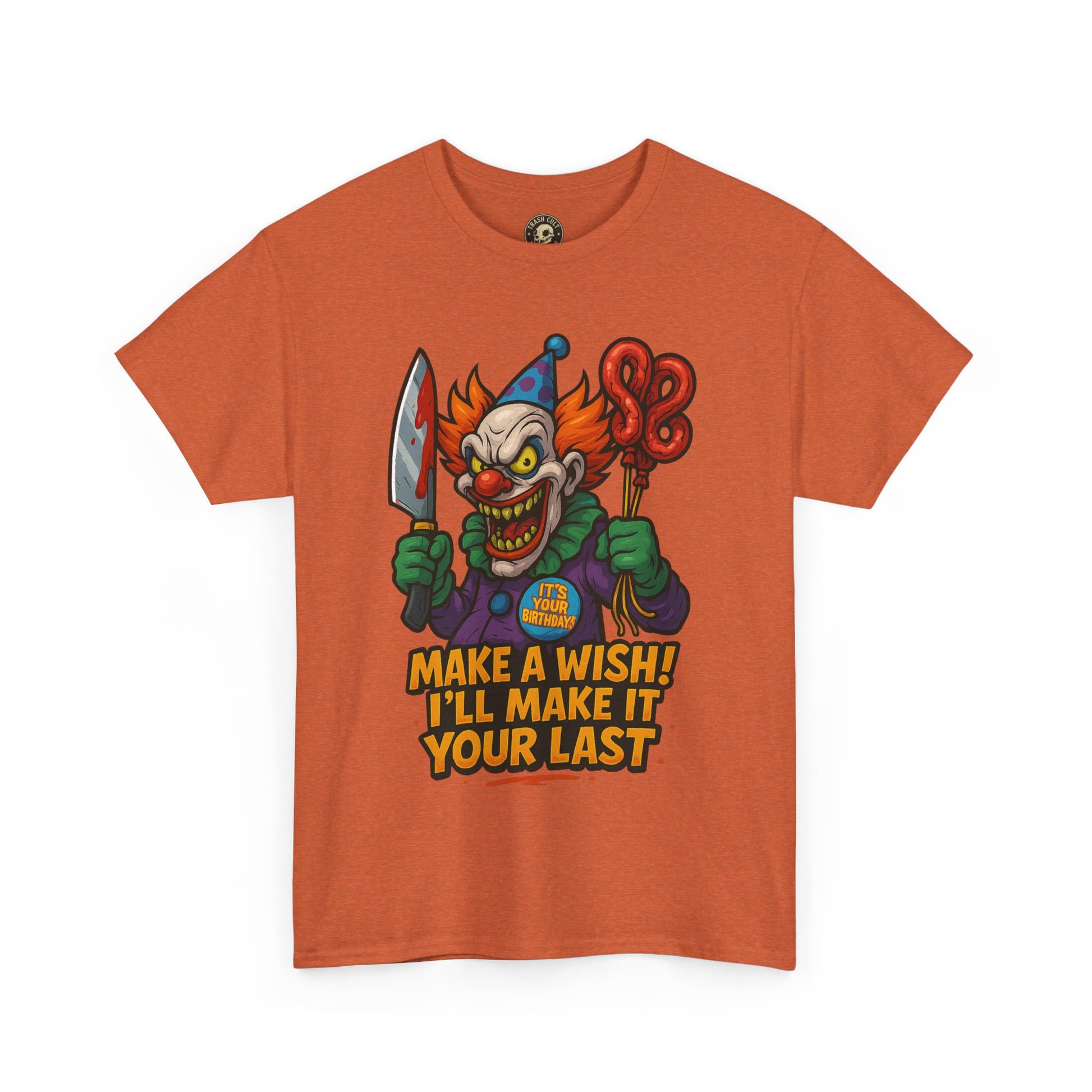 Creepy Clown Tee - Halloween Costume Shirt, Unisex Heavy Cotton Tee, Spooky Graphic Tee, Gag Gift, Horror Fan Apparel