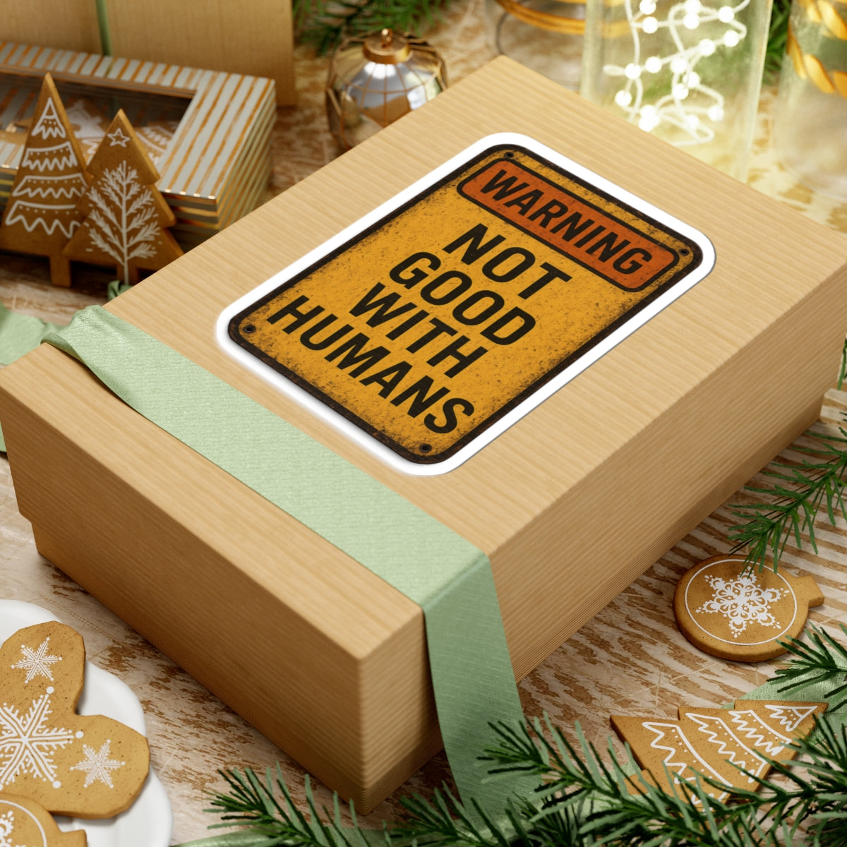 Warning Not Good With Humans Kiss-Cut Stickers | Funny Decals for Laptops, Water Bottles, Journals, Gifts, Home Decor