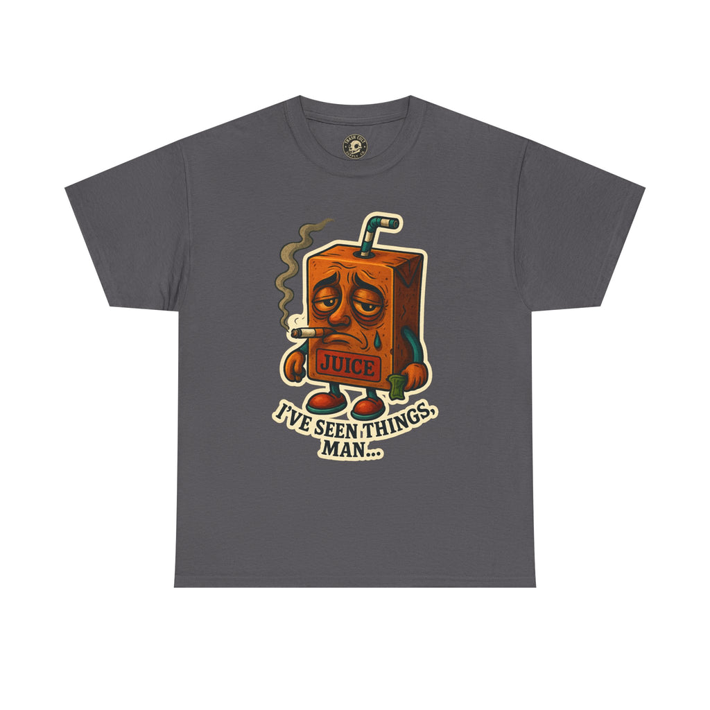 Juice Box Graphic Tee - I've Seen Things Man, Funny T-Shirt, Gift for Friends, Unisex Cotton Tee, Humor Merchandise