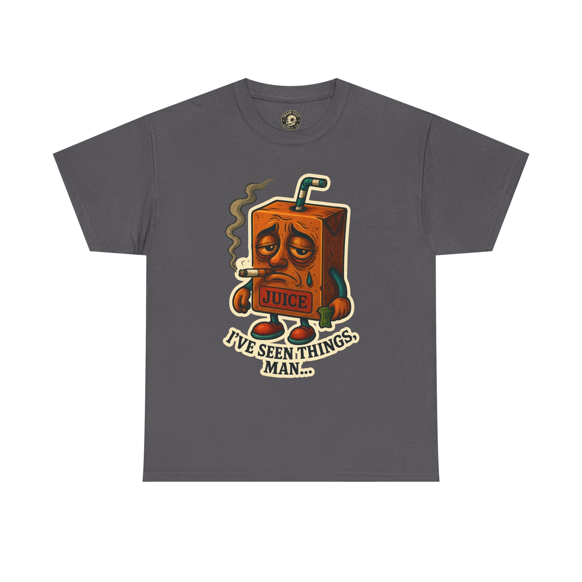 Juice Box Graphic Tee - I've Seen Things Man, Funny T-Shirt, Gift for Friends, Unisex Cotton Tee, Humor Merchandise