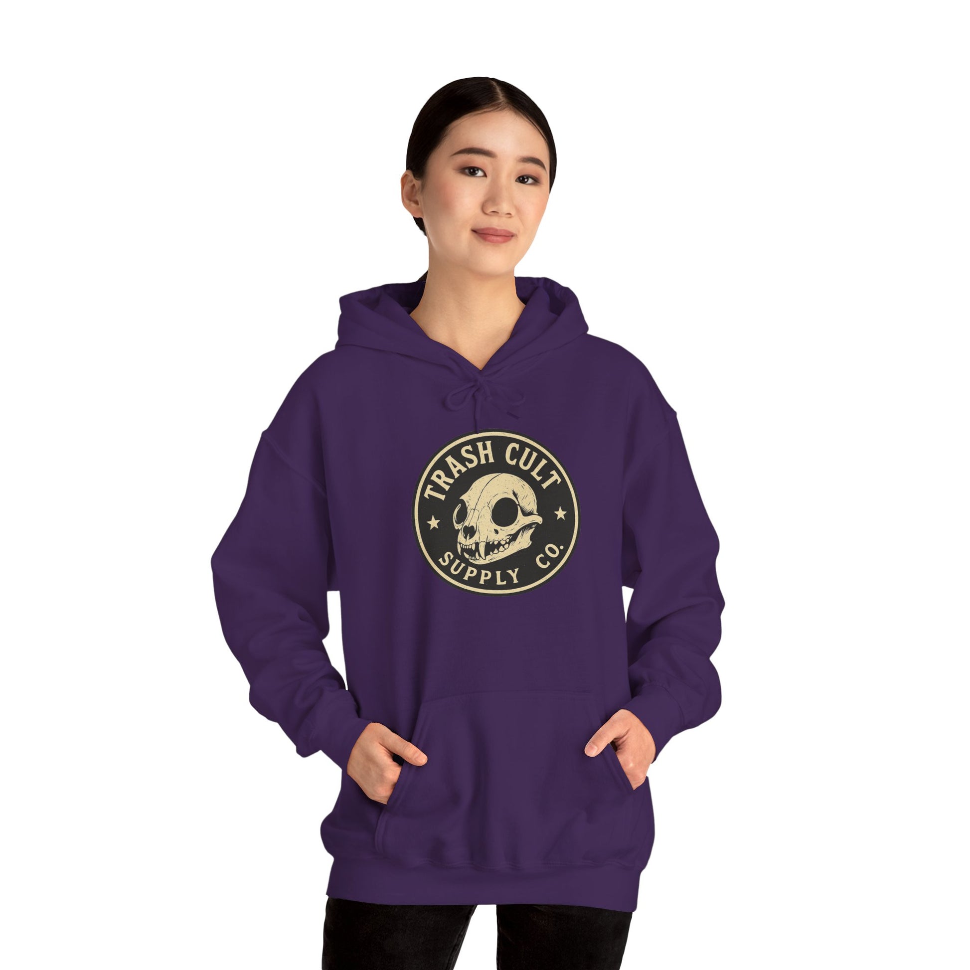 Trash Cult Hooded Sweatshirt, Unisex Hoodie with Skull Design, Perfect for Casual Wear, Gifts for Friends, Cozy Fashion
