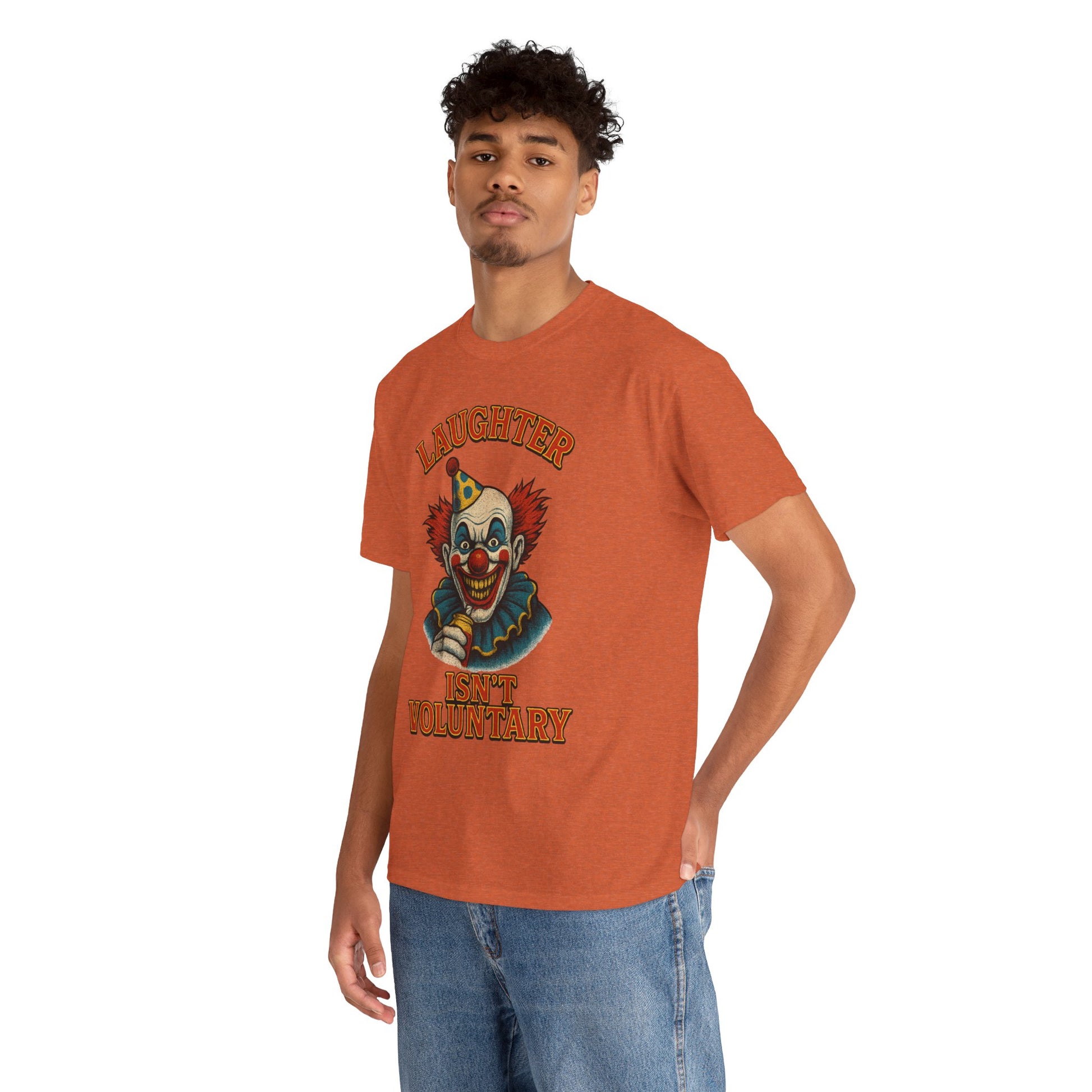 Laughter Isn’t Voluntary Creepy Clown Shirt – Circus Horror Tee – Gildan 5000