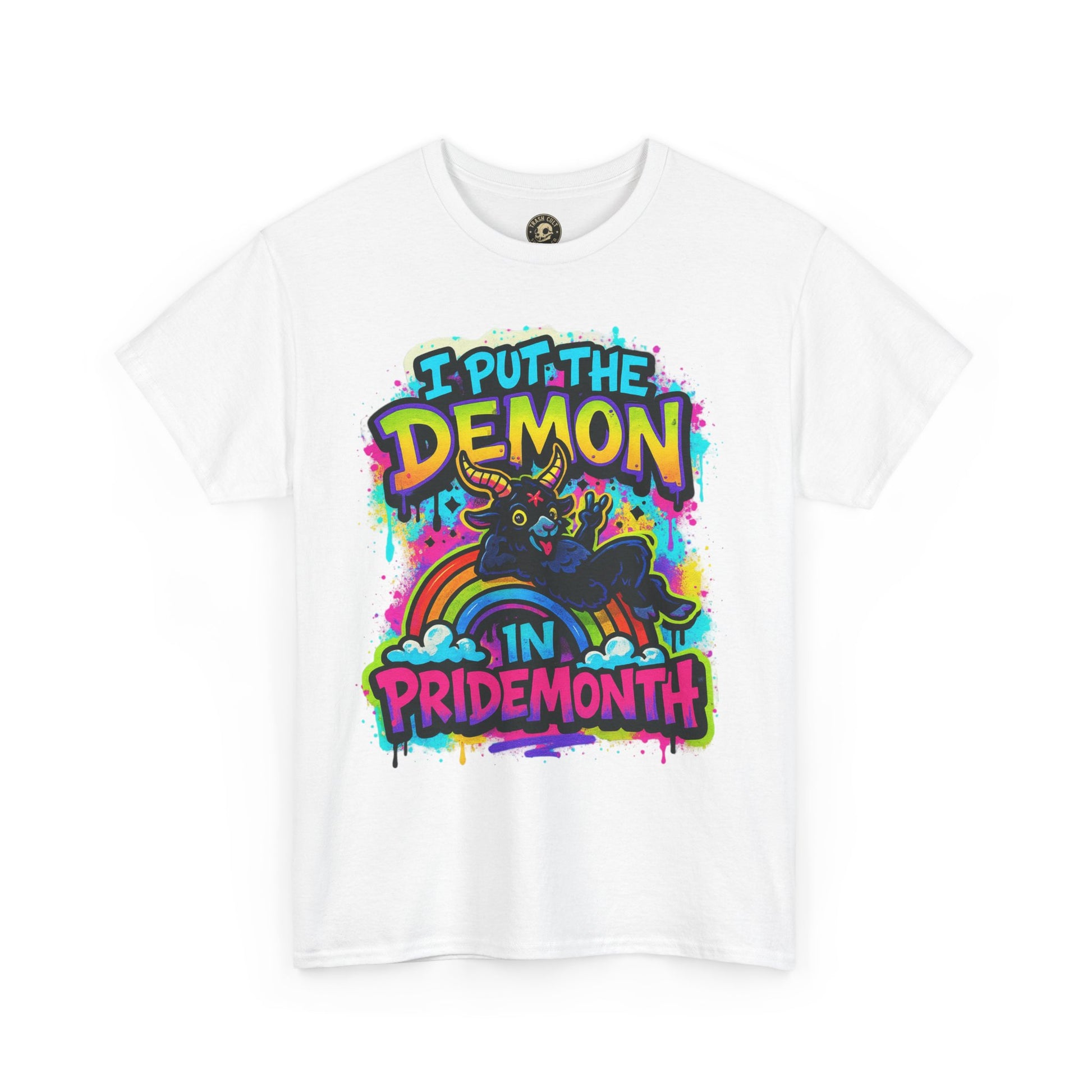 Pride Month Unisex Tee - I Put the Demon in Pride Month, LGBTQ+ Apparel, Rainbow Shirt, Festival Wear, Gift for Allies & Activists