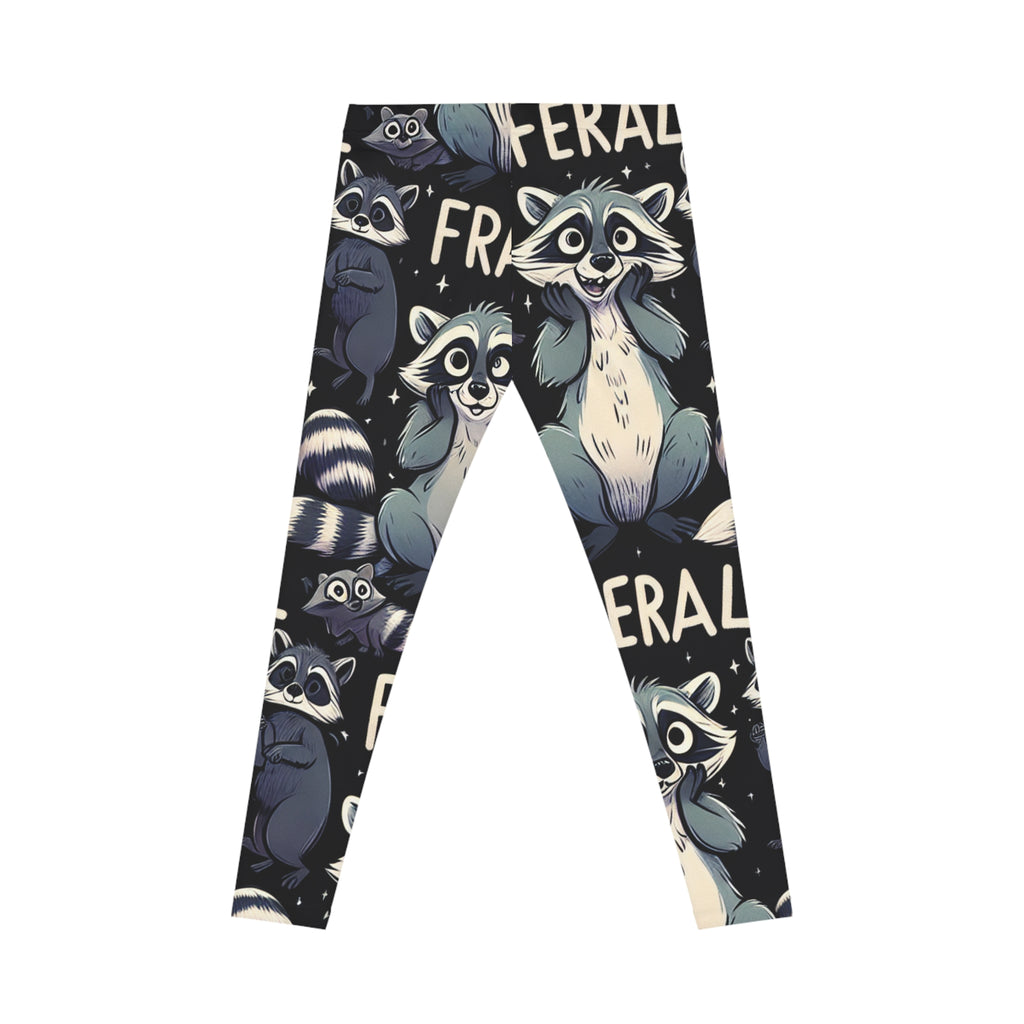Feral Raccoon Women's Casual Leggings, Cute Animal Print Leggings, Stylish Everyday Wear, Gift for Animal Lovers, Cozy Activewear