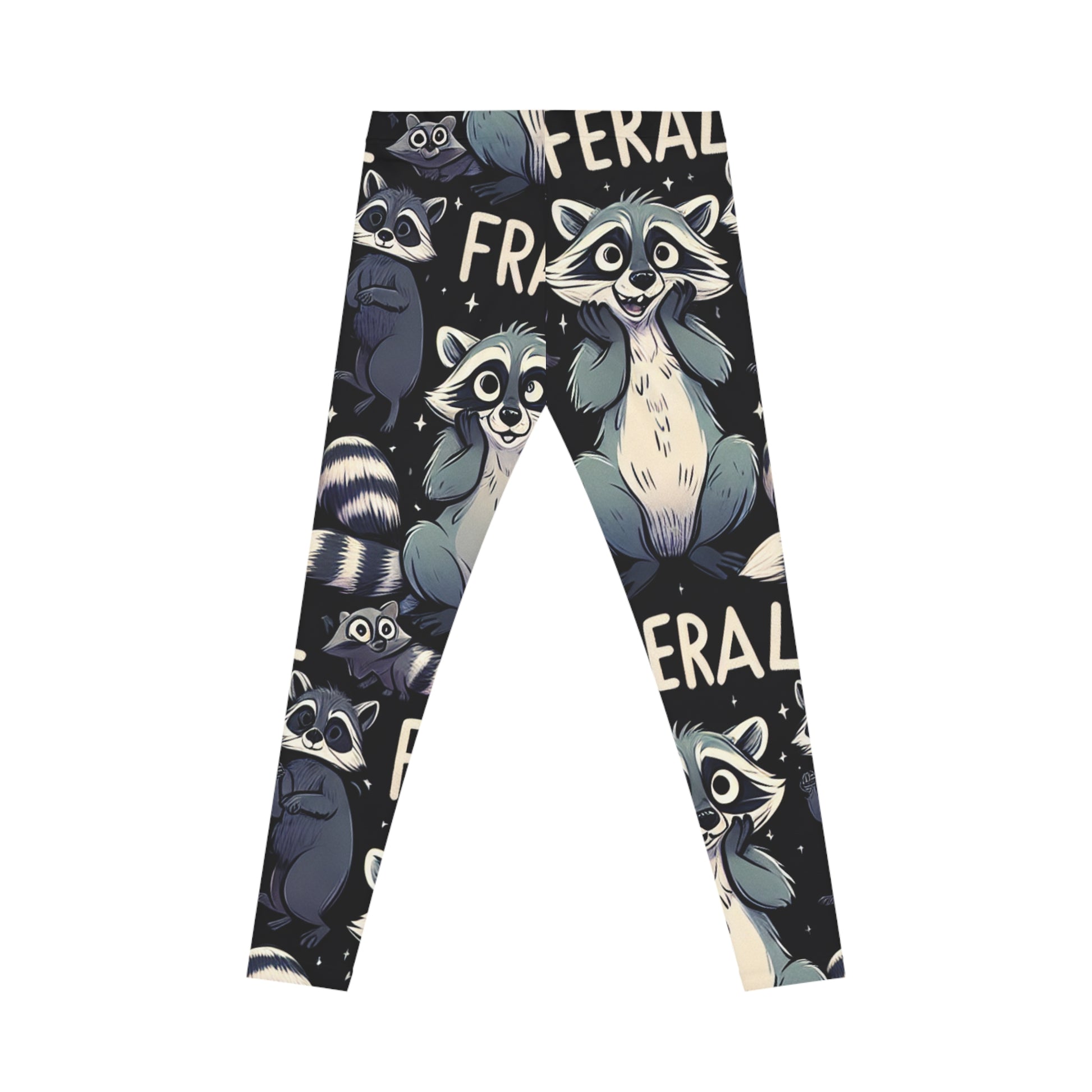 Feral Raccoon Women's Casual Leggings, Cute Animal Print Leggings, Stylish Everyday Wear, Gift for Animal Lovers, Cozy Activewear