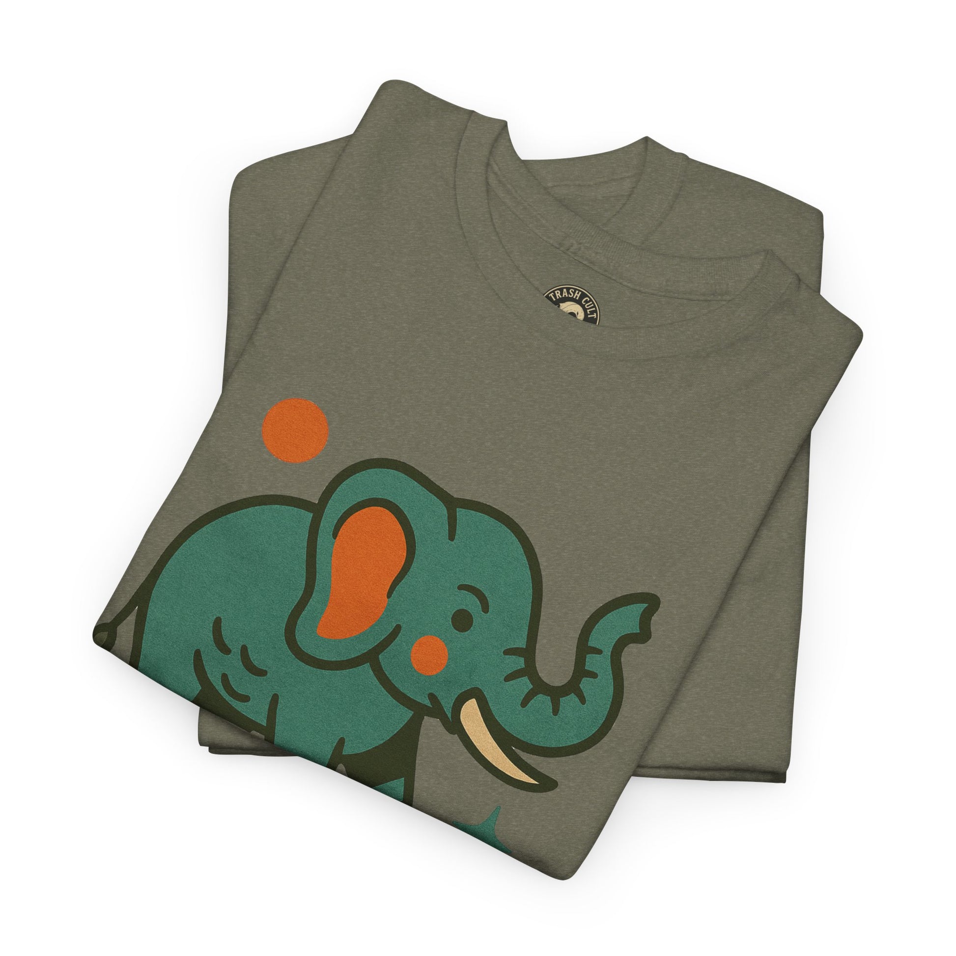 Trash Cult Elephant Unisex Heavy Cotton Tee, Eco-Friendly Shirt, Cool Casual Tee, Gift for Animal Lovers, Vintage Style T-Shirt
