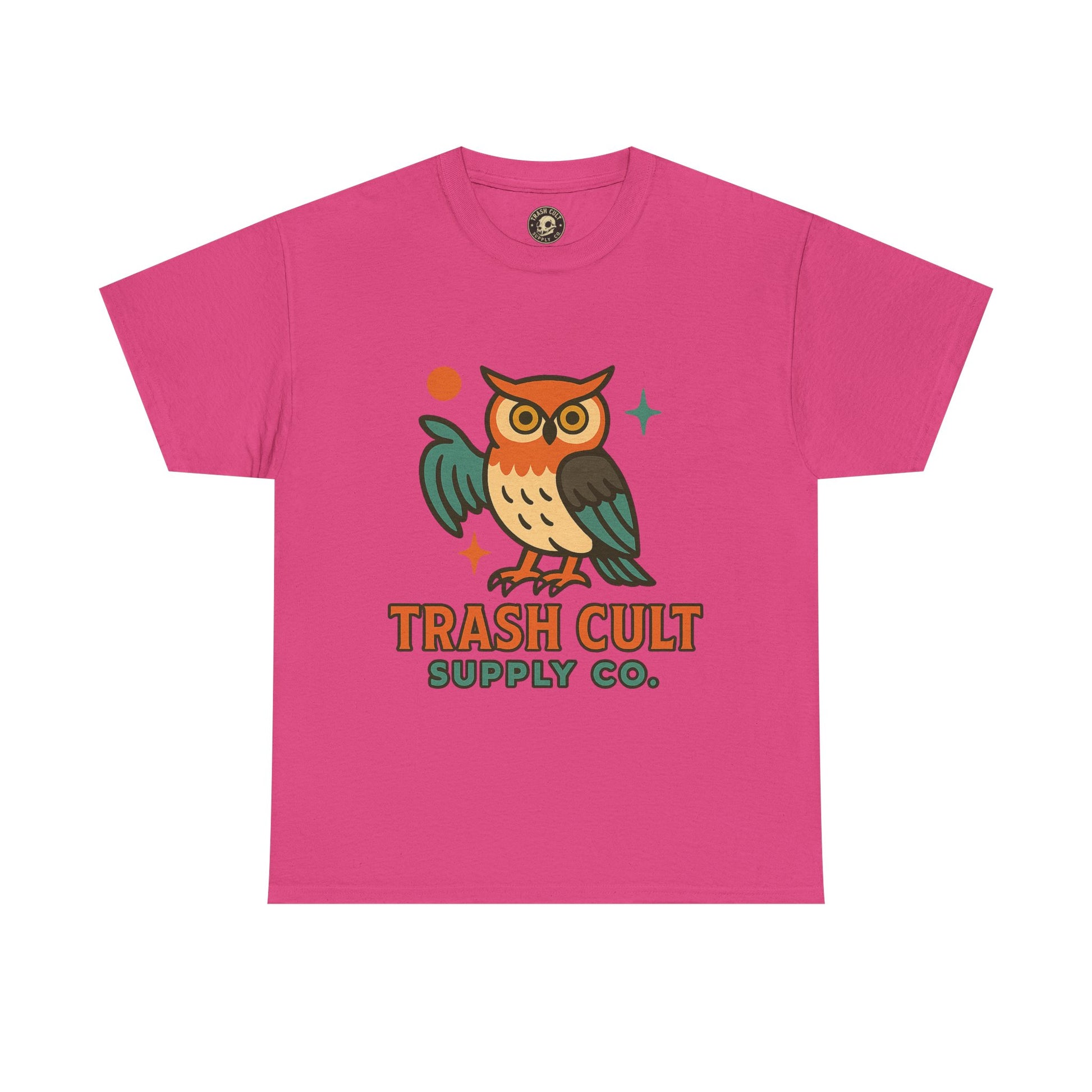 Vintage Owl Graphic Tee, Unisex Heavy Cotton Tee, Trash Cult Shirt, Nature Lover Gift, Eco-Friendly Apparel