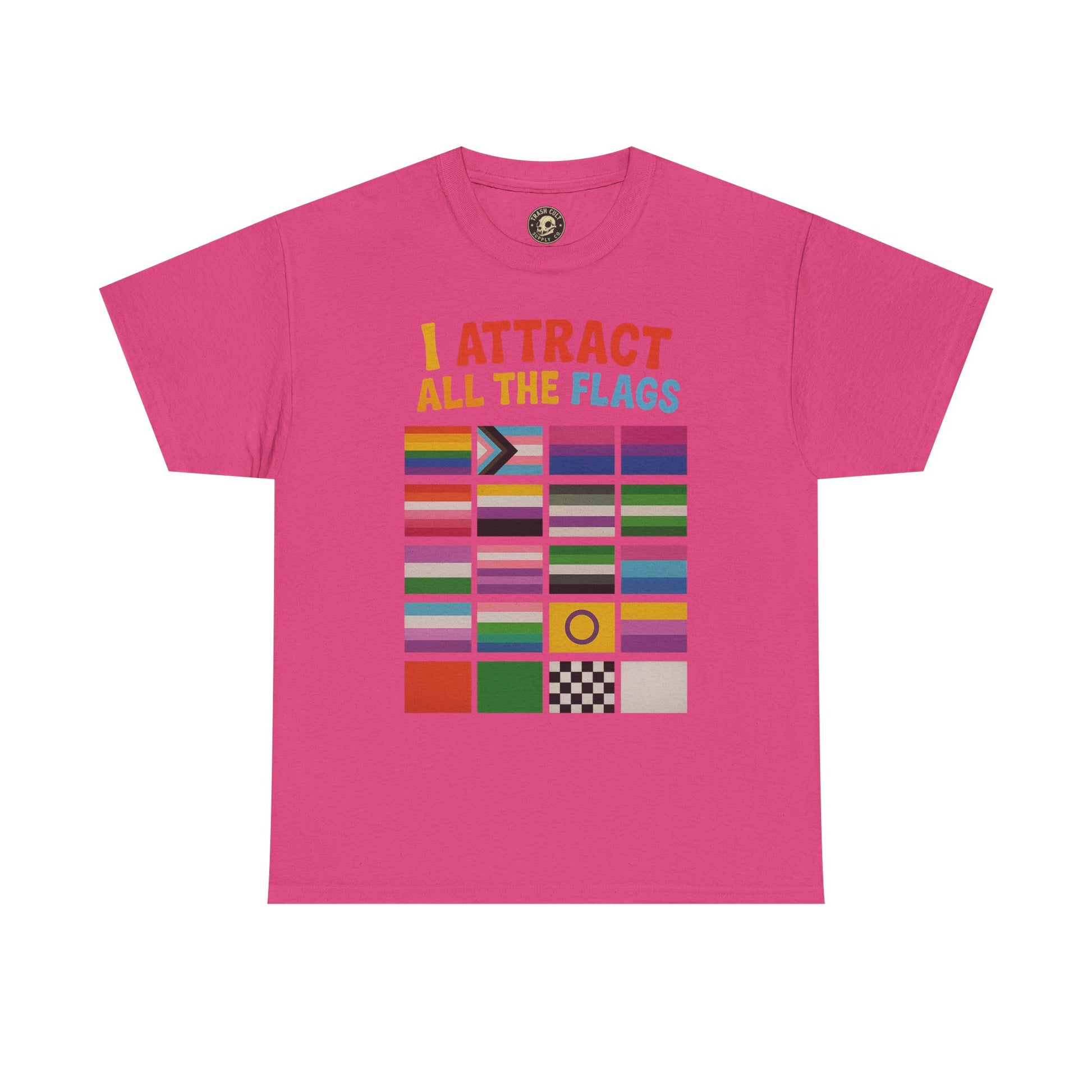 I Attract All The Flags LGBTQ Pride T-Shirt – Funny Inclusivity Shirt – Gildan 5000
