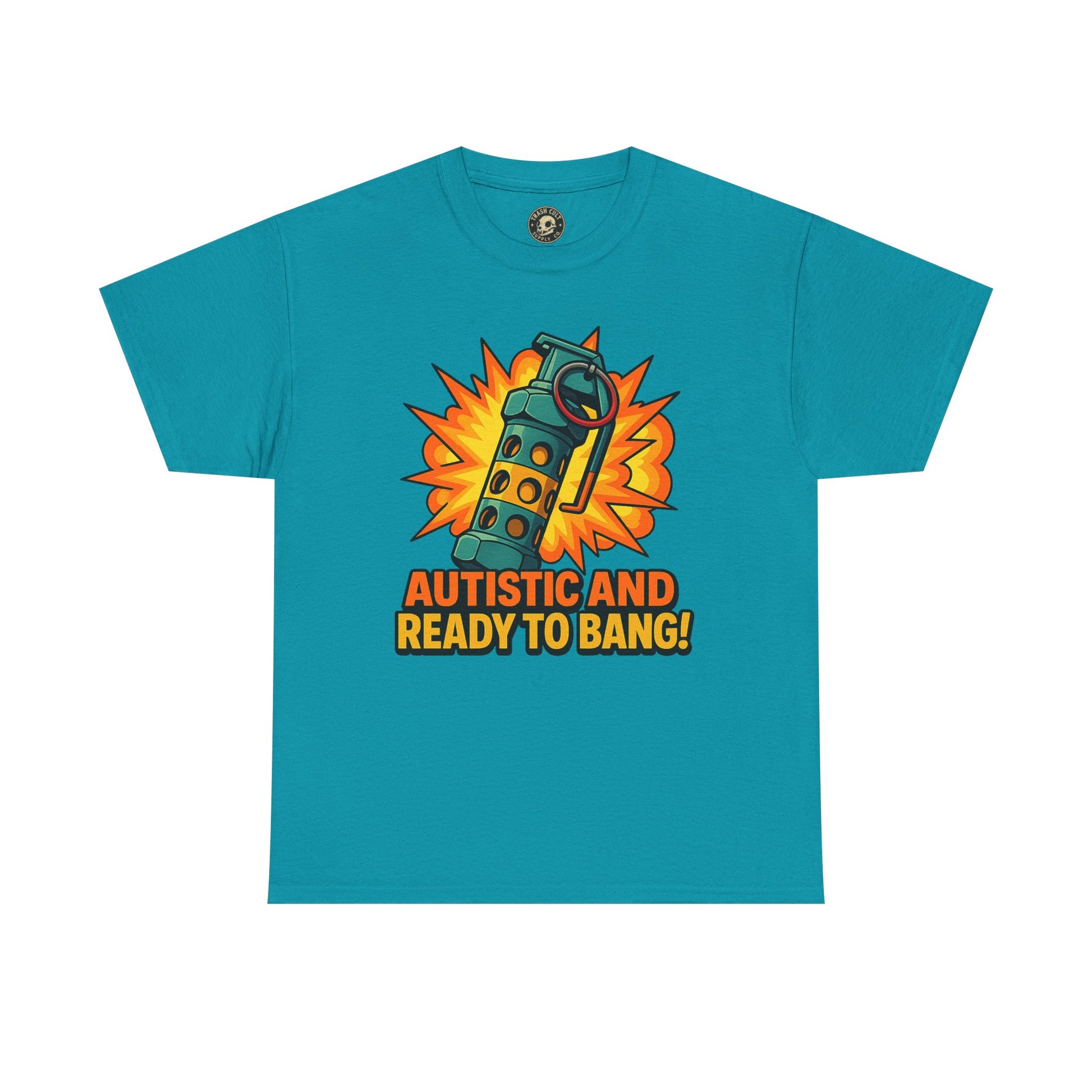 Autistic and Ready to Bang! Unisex Heavy Cotton Tee | Fun Graphic Tee, Autistic Pride, Gift for Autism Awareness, Casual Wear