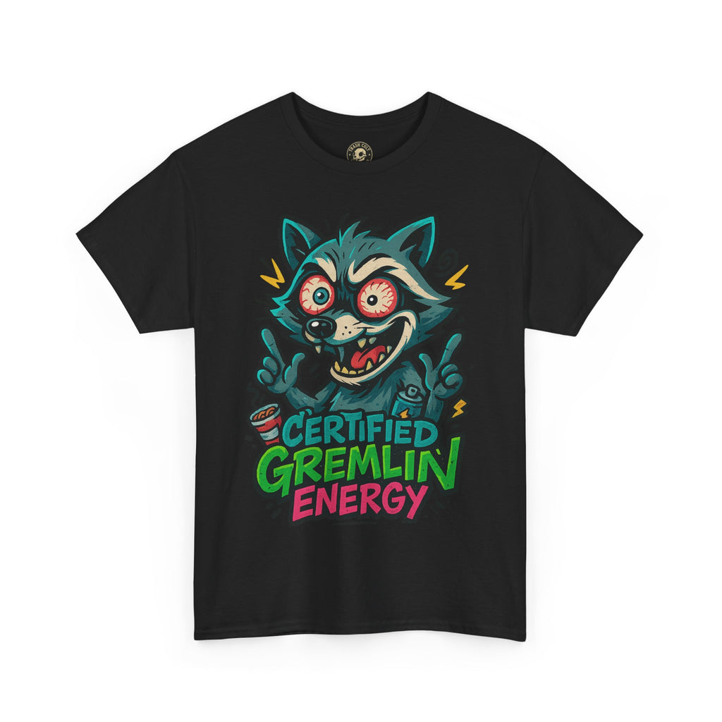 Certified Gremlin Energy Tee – ADHD Raccoon Shirt, Funny Unisex T-Shirt, Graffiti Style Gift for Goblins & Night Owls