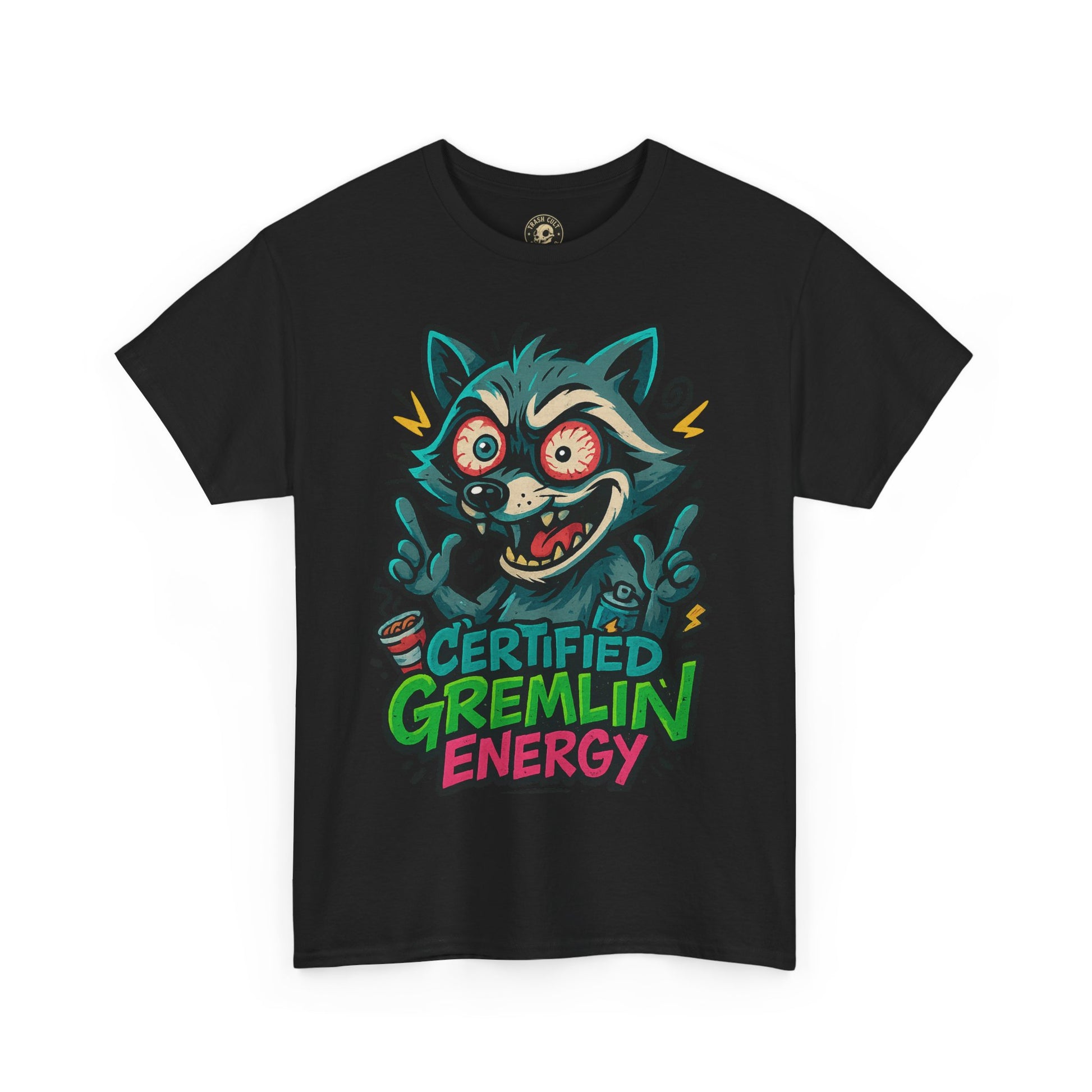 Certified Gremlin Energy Tee – ADHD Raccoon Shirt, Funny Unisex T-Shirt, Graffiti Style Gift for Goblins & Night Owls