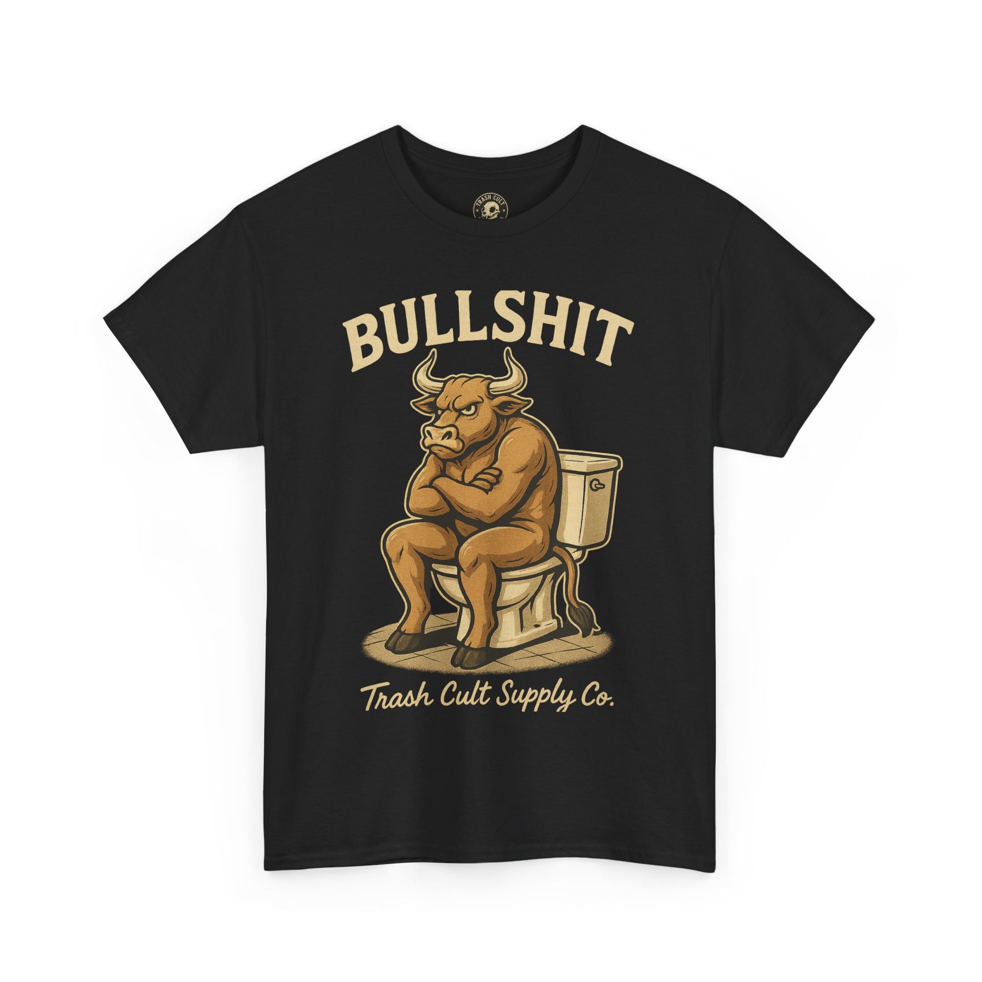 “BULLSHIT” Angry Bull Toilet Tee – Trash Cult Supply Co. | Gildan 5000 T-Shirt
