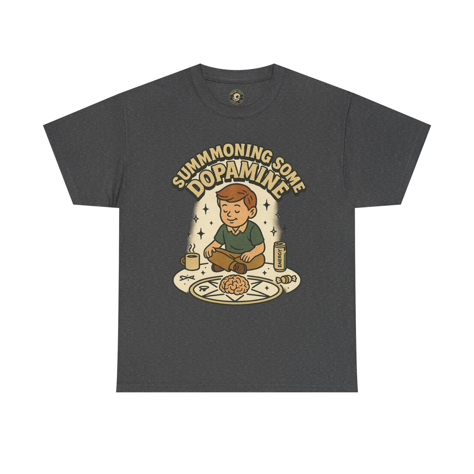 Dopamine Summoning Tee, Unisex Heavy Cotton Tee, Retro Graphic T-shirt, Gift for Gamers, Casual Wear, Funny Shirt, Everyday Style