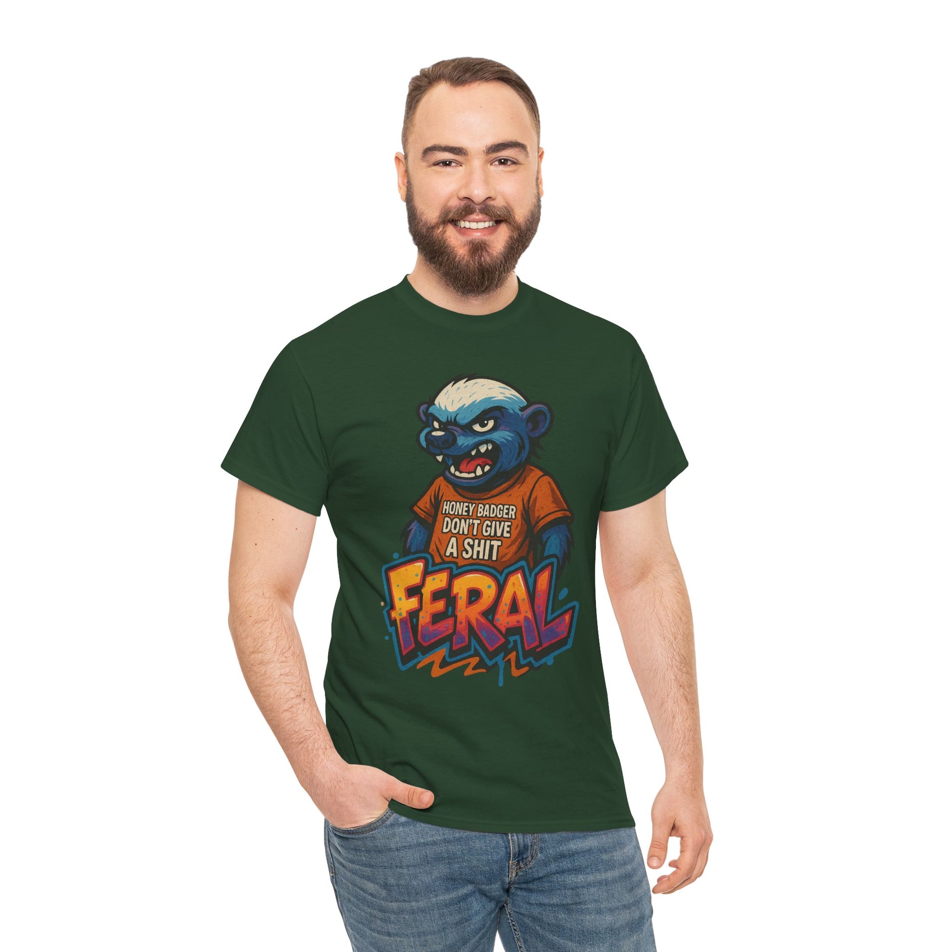 Feral Graphic Tee, Unisex Heavy Cotton T-Shirt for Casual Wear, Gift for Animal Lovers, Unique Streetwear, Funny Graphic Shirt