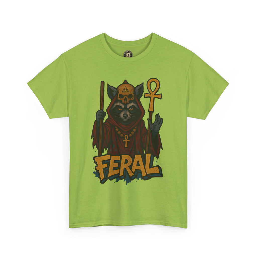 FERAL Raccoon Cult Leader Shirt – Graffiti Style Streetwear Tee | Bold Trashcore Design on Gildan 5000
