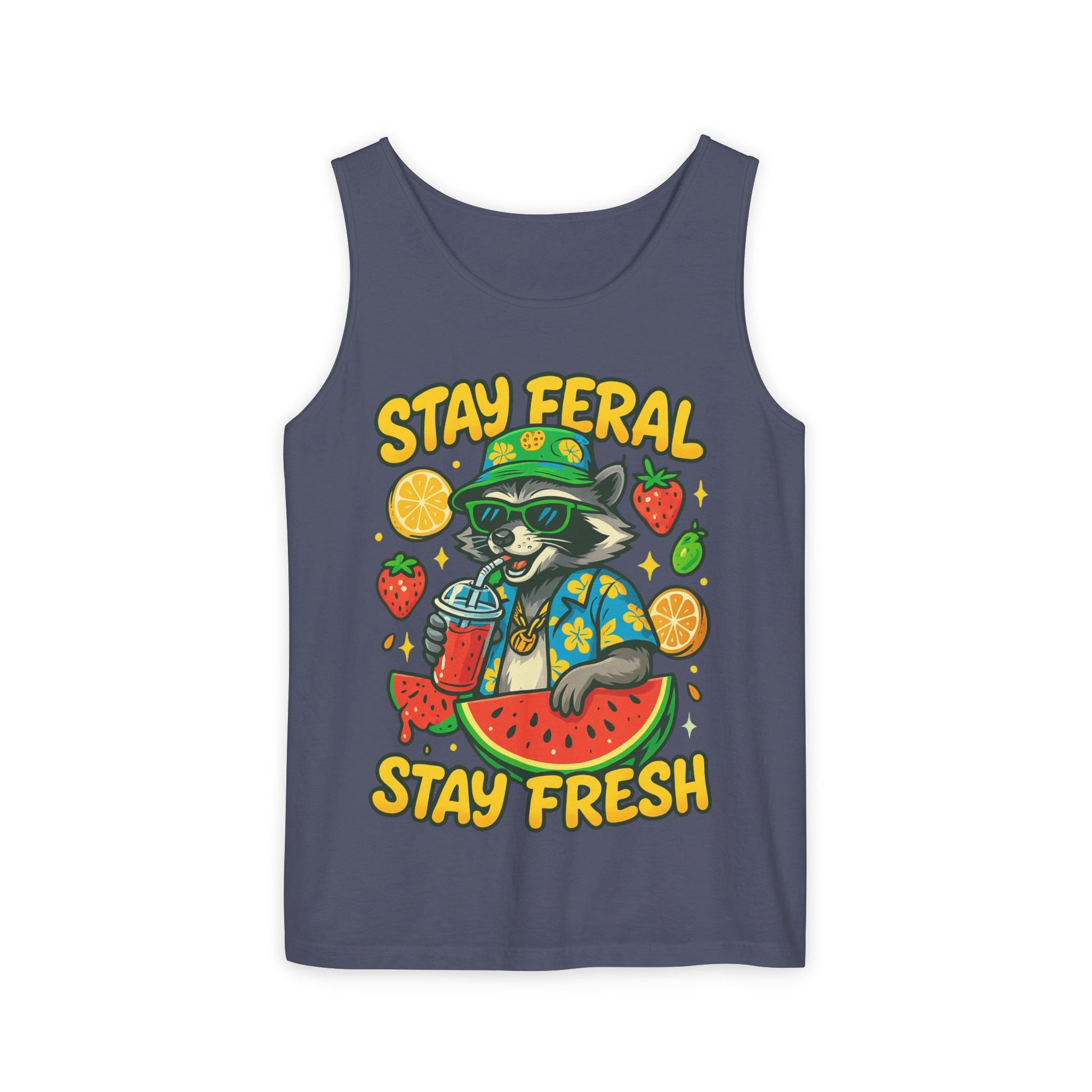 Stay Feral Stay Fresh Tank Top, Summer Apparel, Unisex Graphic Tee, Beachwear, Fun Gift for Animal Lovers