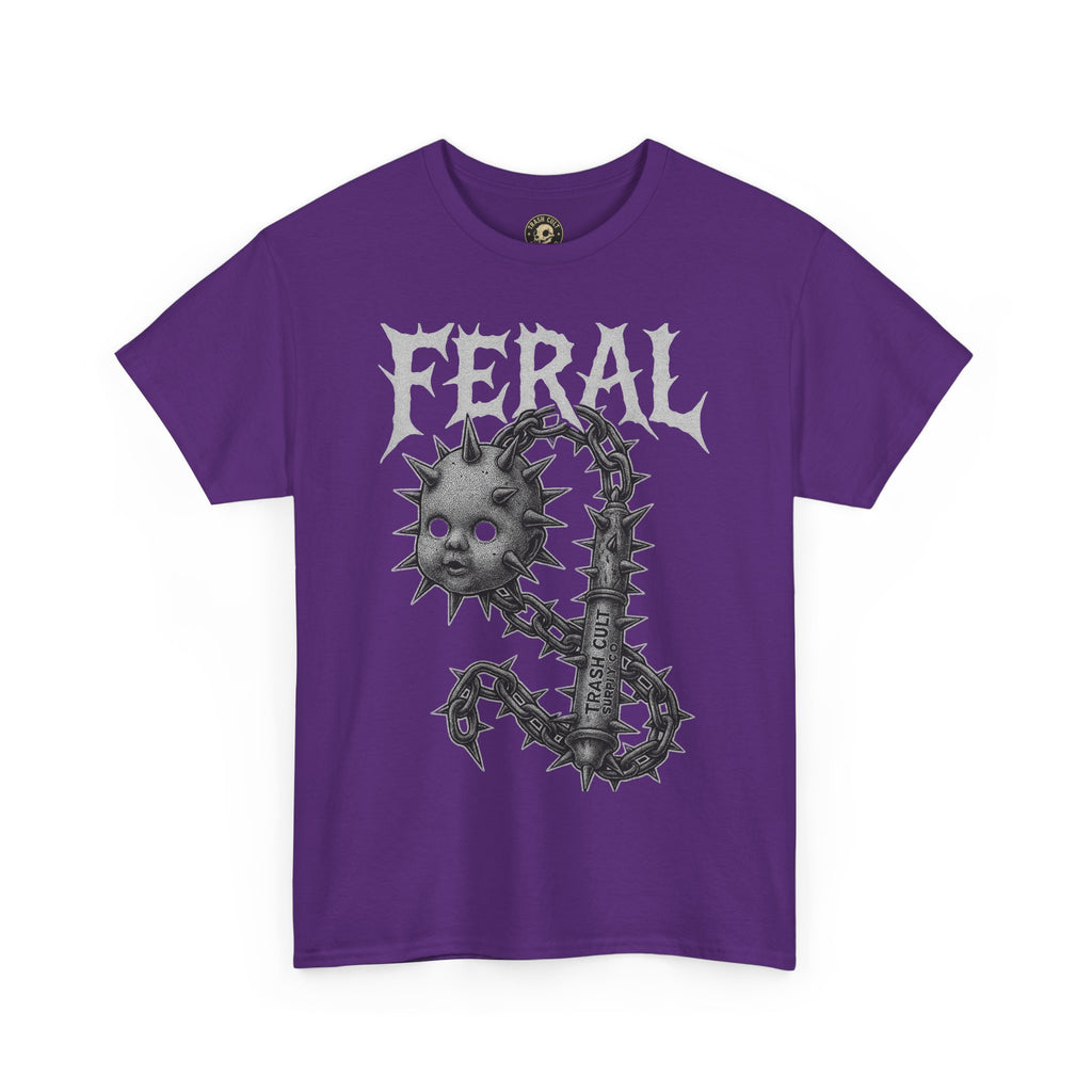 FERAL Spiked Doll Flail Tee – Halftone Gothic Weapon Shirt | Trash Cult Supply Co. | Gildan 5000