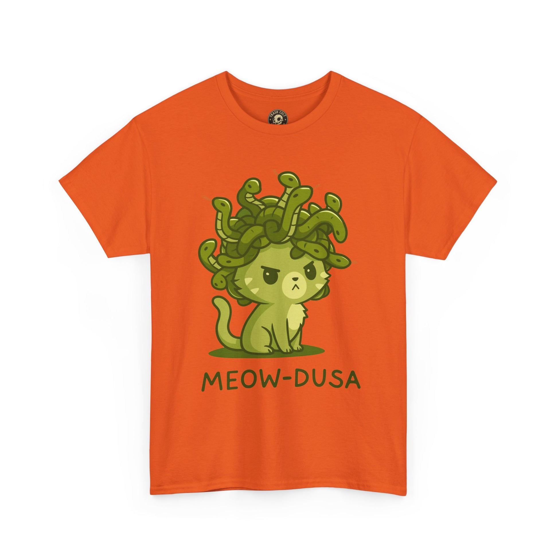 Meow-dusa Funny Cat Medusa T-Shirt – Gildan 5000 Heavy Cotton Tee