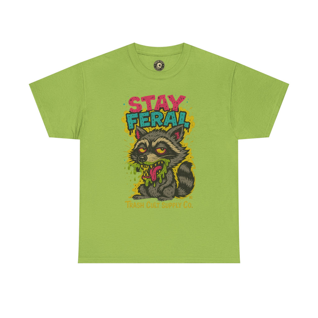 Stay Feral Raccoon Lowbrow Tee – Trash Cult Supply Co. | Gildan 5000
