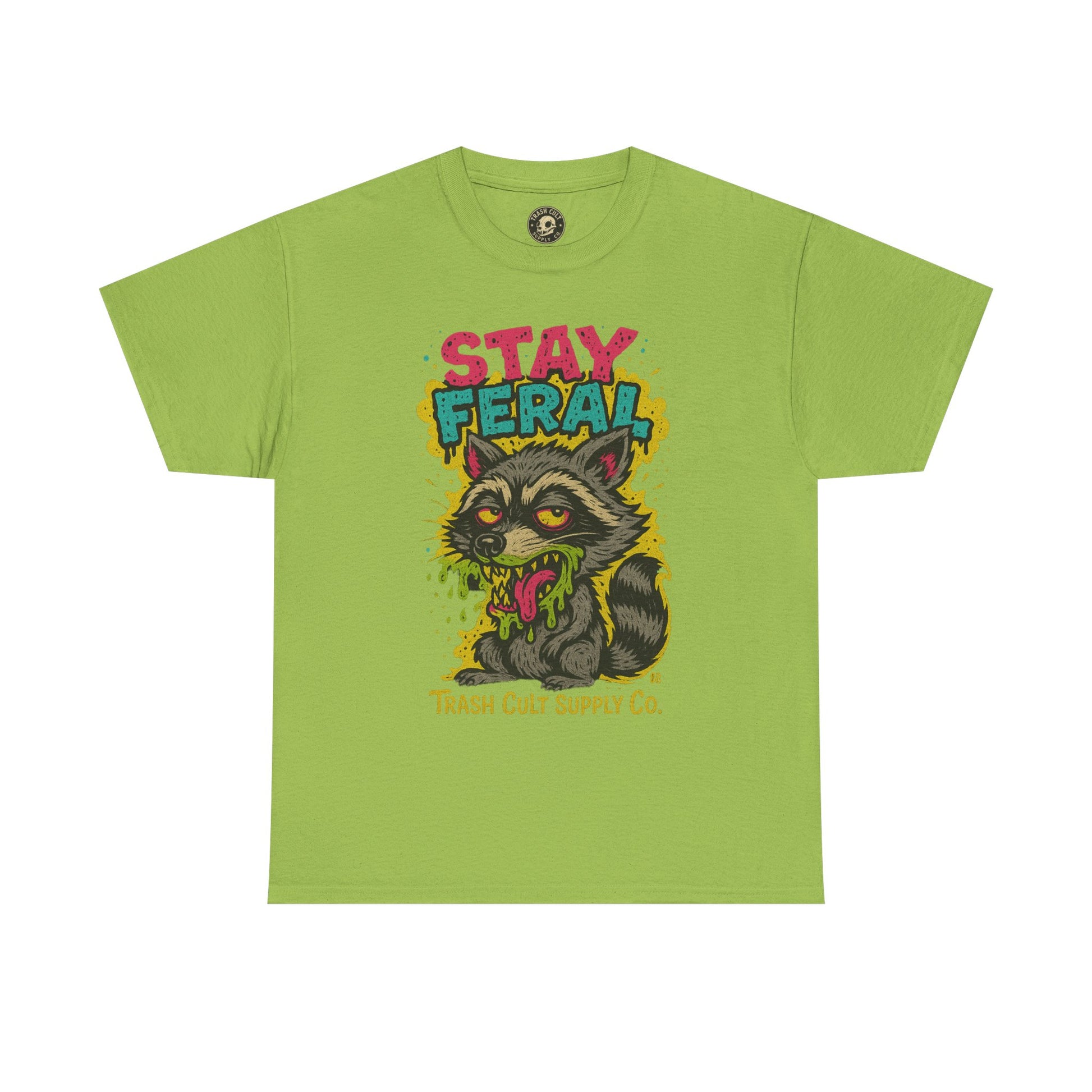 Stay Feral Raccoon Lowbrow Tee – Trash Cult Supply Co. | Gildan 5000