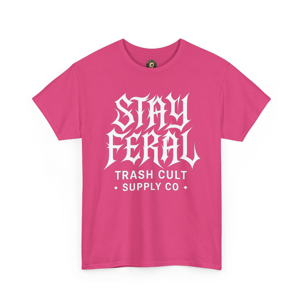 Unisex Heavy Cotton Tee - Stay Feral Graphic Tee, Streetwear Shirt, Gift for Wild Spirits, Eco-Friendly Casualwear, Summer Fashion