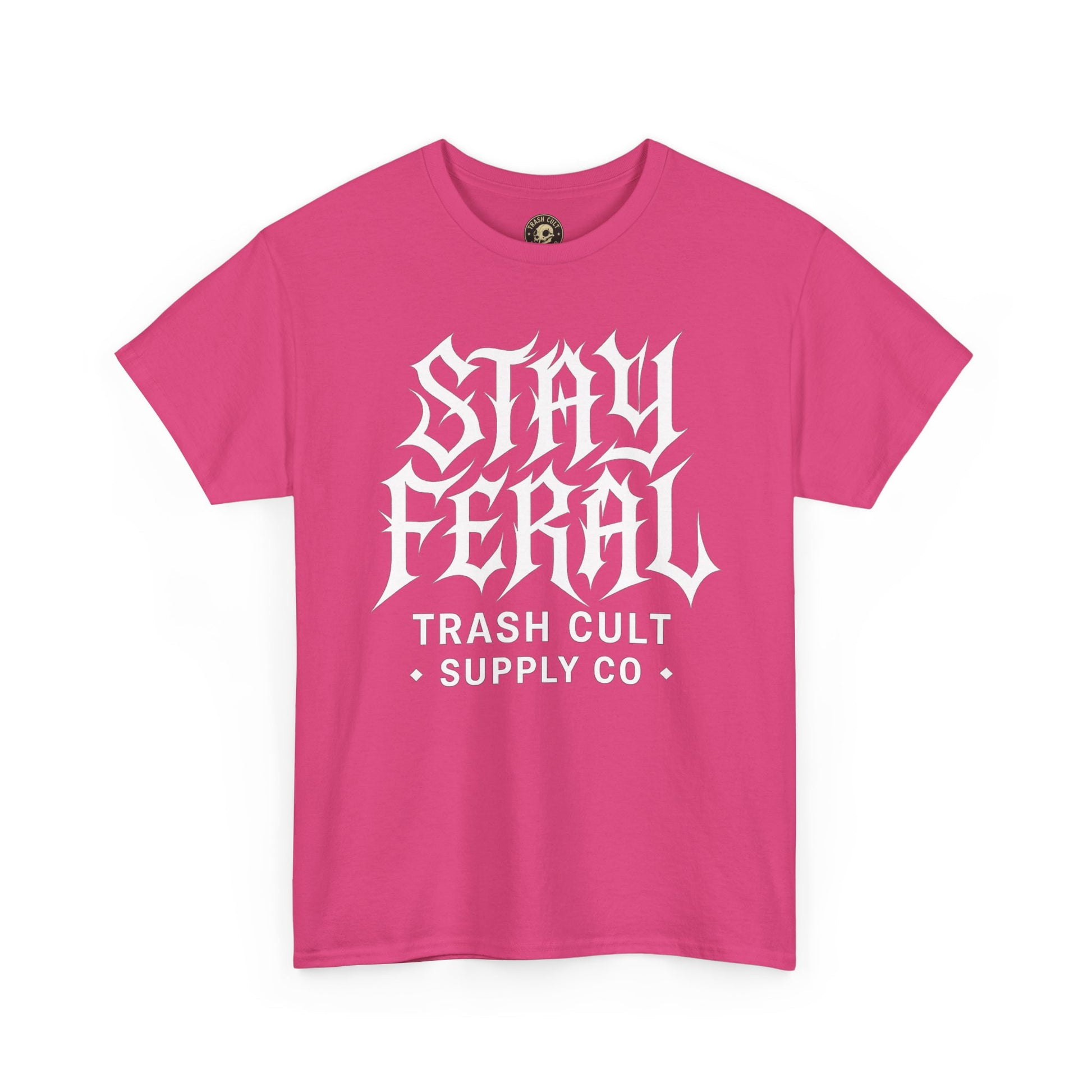 Unisex Heavy Cotton Tee - Stay Feral Graphic Tee, Streetwear Shirt, Gift for Wild Spirits, Eco-Friendly Casualwear, Summer Fashion