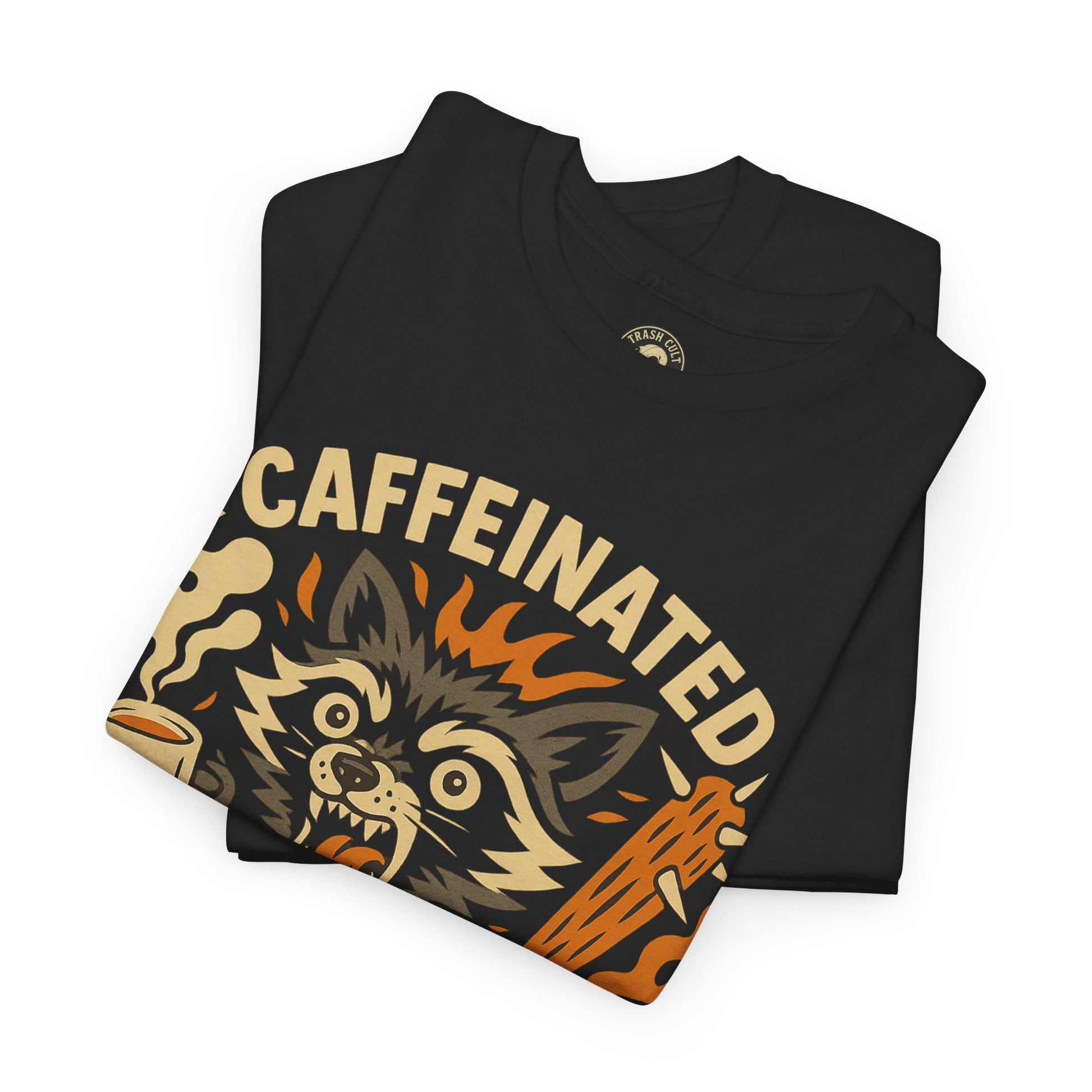 Caffeinated and Combative Tee, Funny Graphic T-Shirt, Coffee Lover Gift, Unisex Casual Wear, Birthday Present, Everyday Style