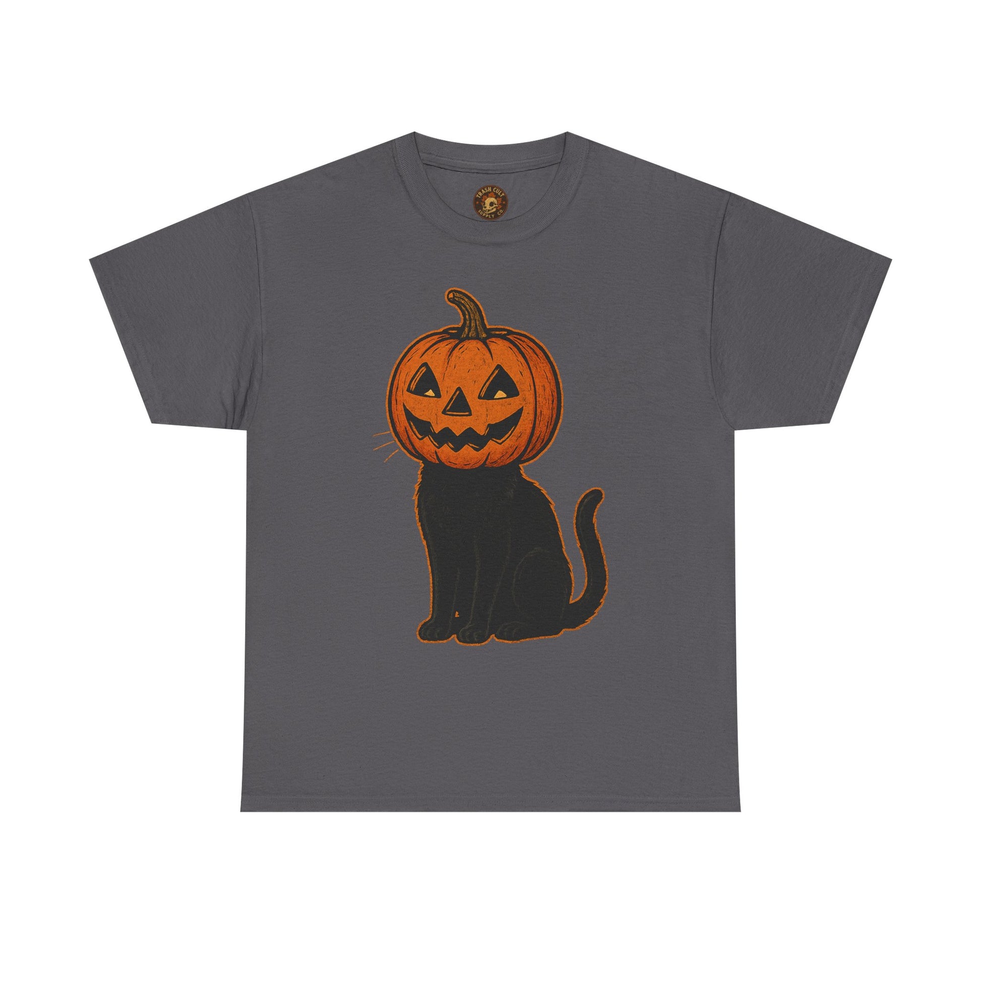 Black Cat Pumpkin Head Halloween T-Shirt – Jack O’Lantern Cat Design