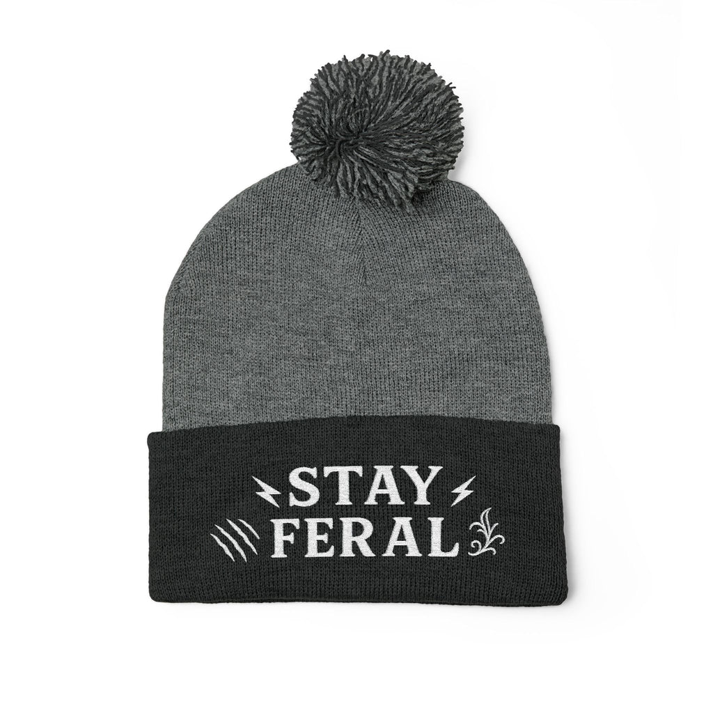 Stay Feral Pom-Pom Knit Cap, Cozy Winter Beanie, Embroidered Hats for Adventurers, Gift for Outdoorsy Friends, Stylish Cold Weather [...]