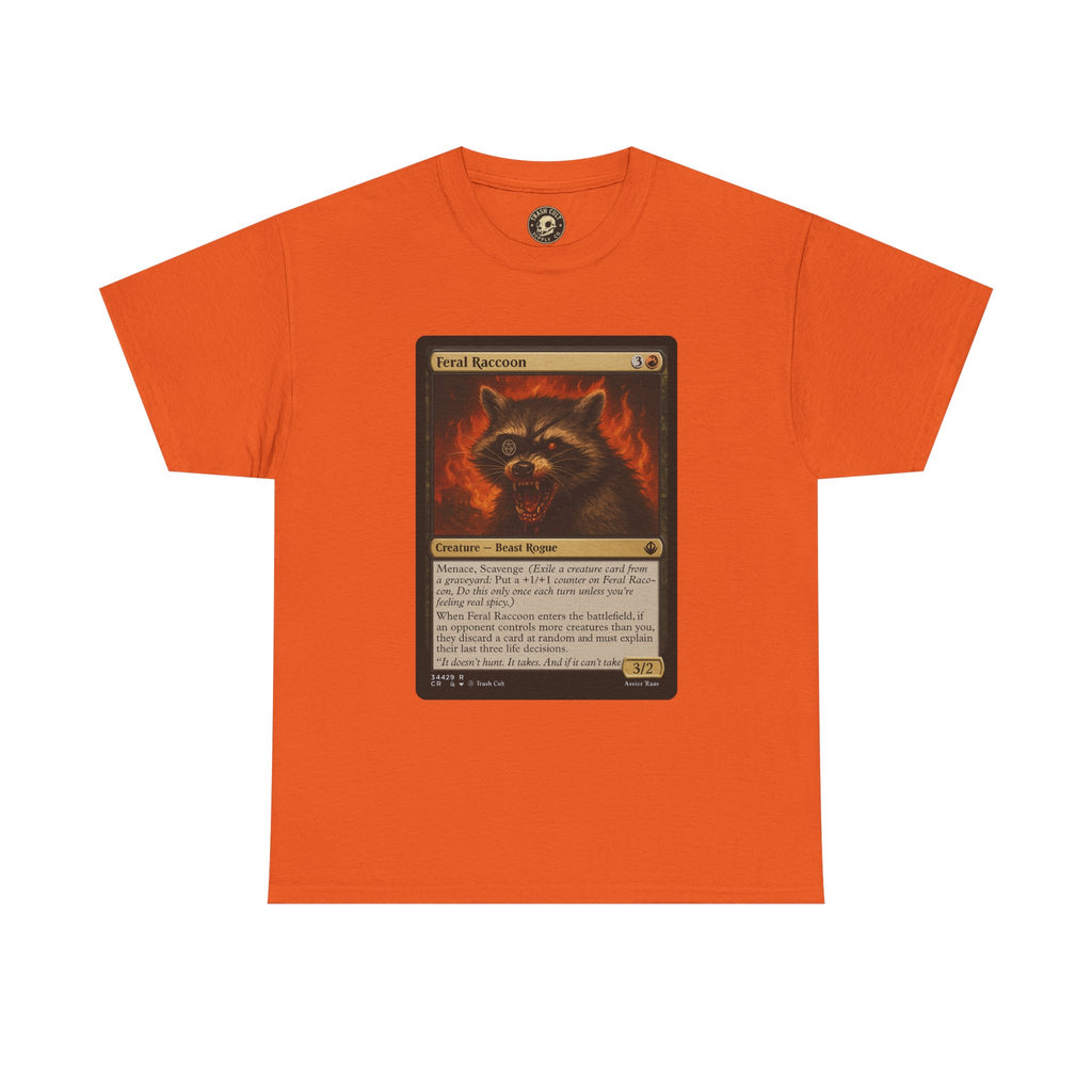 Feral Raccoon Magic Card Shirt – MTG-Inspired Beast Rogue Tee, Trash Cult Creature Card, Gildan 5000 Unisex T-Shirt
