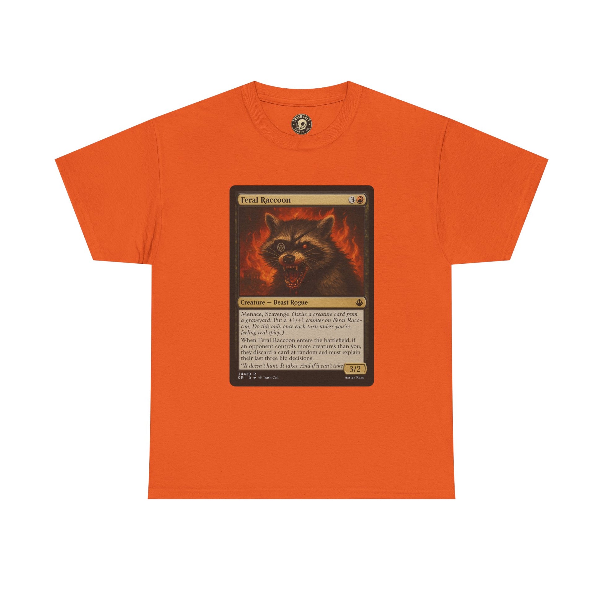 Feral Raccoon Magic Card Shirt – MTG-Inspired Beast Rogue Tee, Trash Cult Creature Card, Gildan 5000 Unisex T-Shirt