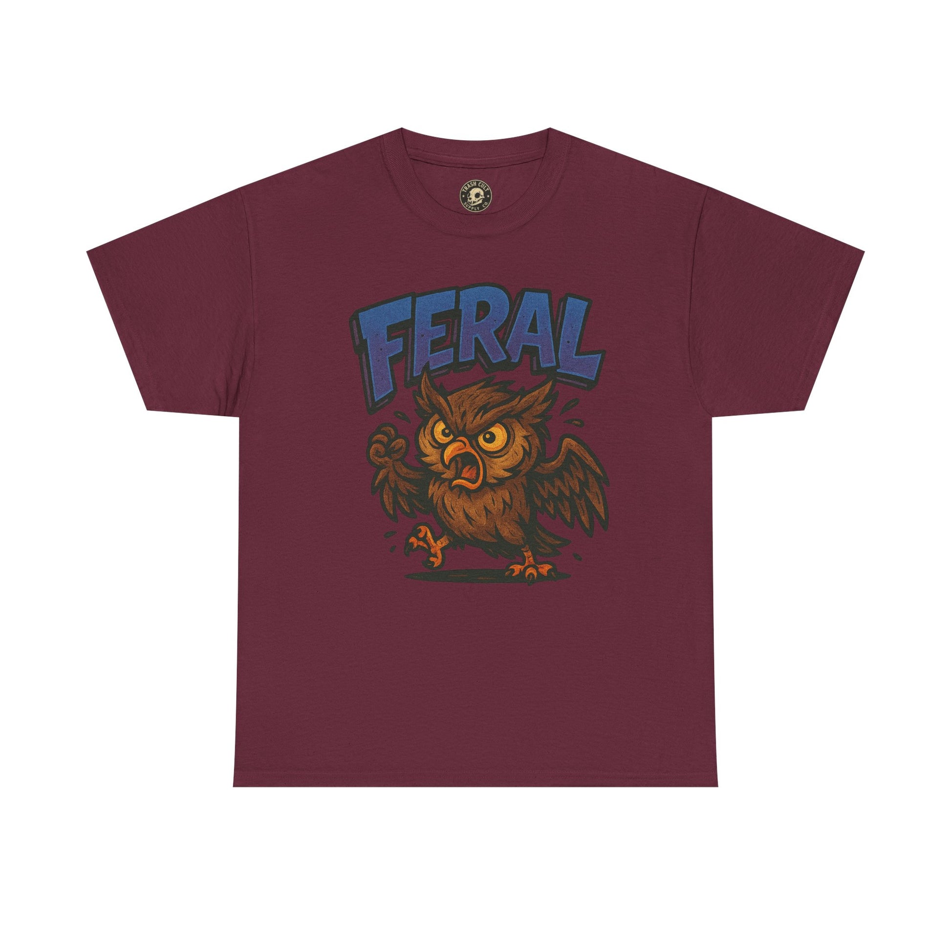 Feral Owl T-Shirt – Bold Animal Graphic Tee | Unisex Cotton Shirt for Bird Nerds & Chaos Lovers