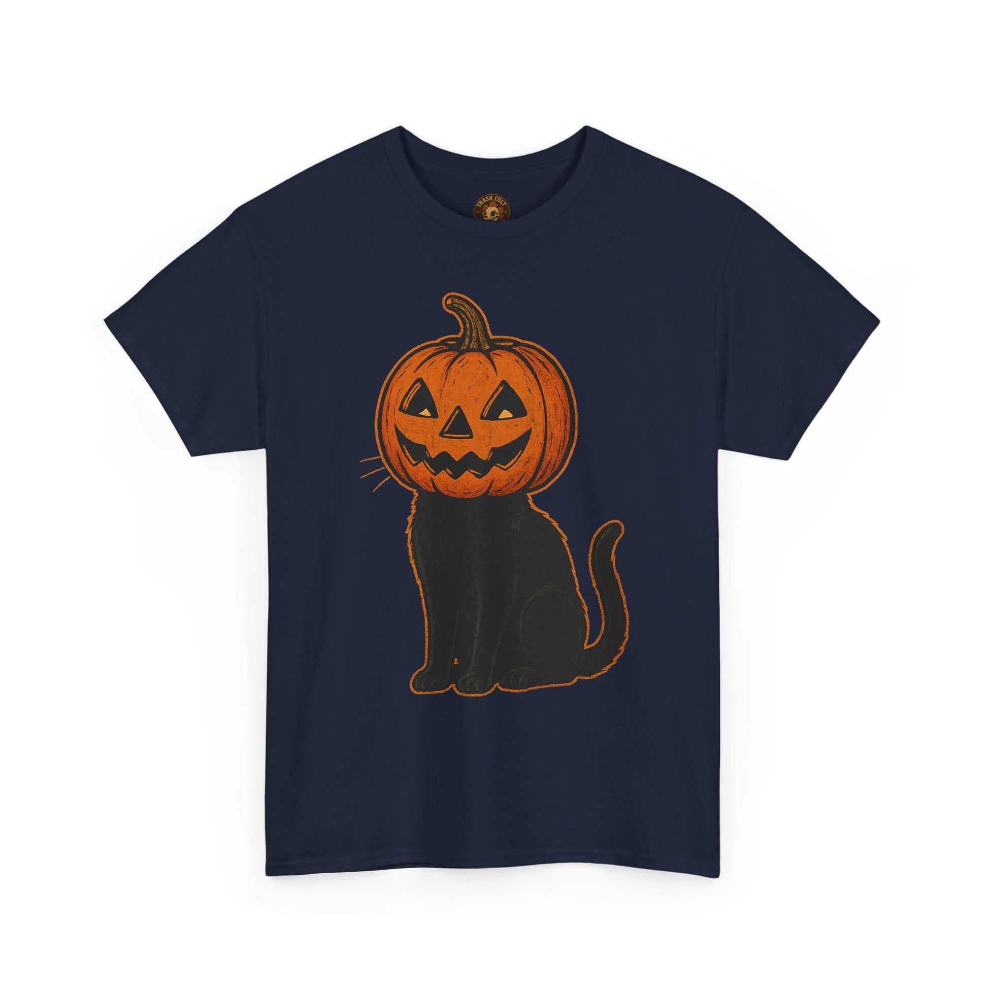 Black Cat Pumpkin Head Halloween T-Shirt – Jack O’Lantern Cat Design