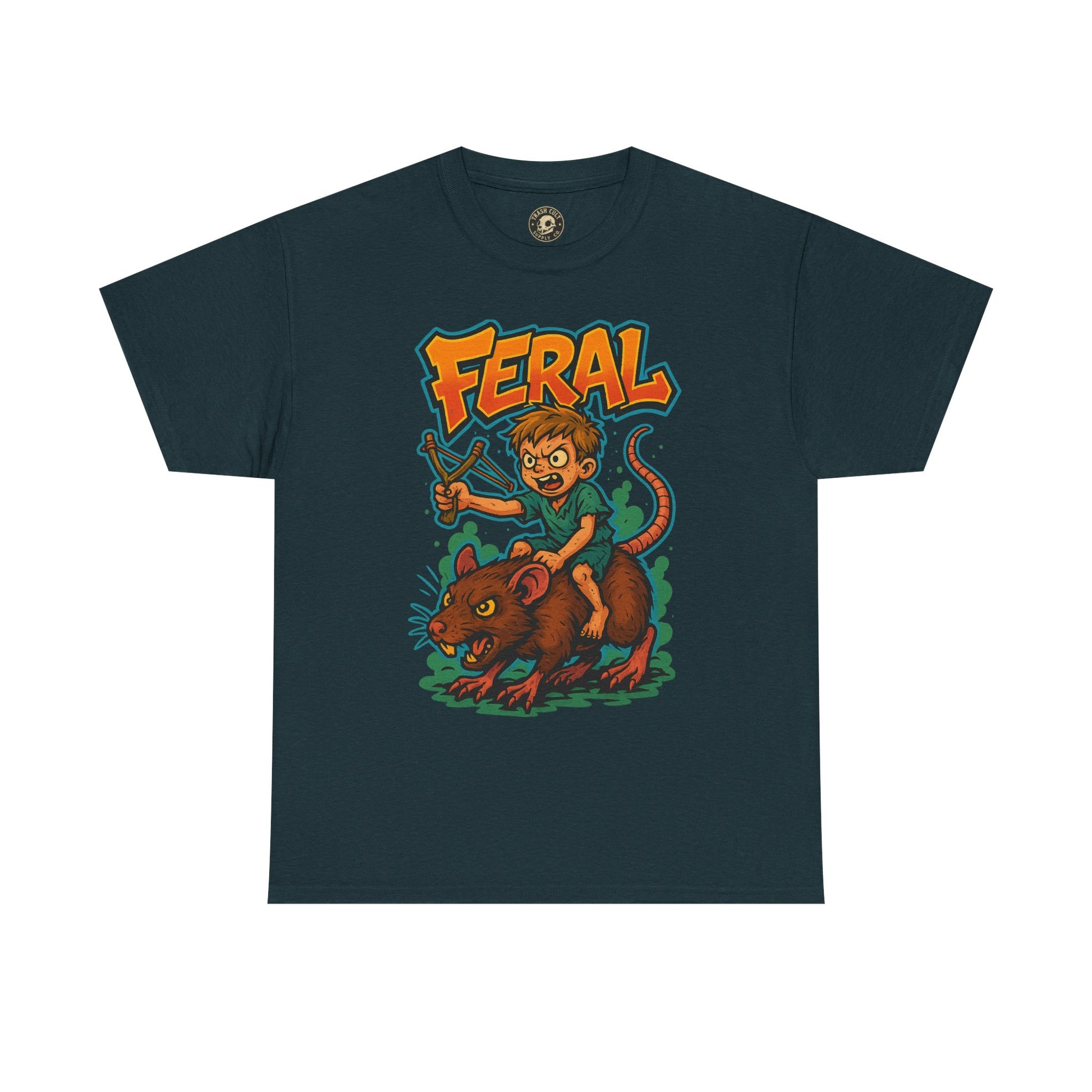 FERAL Graffiti Rat Rider T-Shirt – Bold New School Streetwear | Gildan 5000 Chaos Graphic Tee