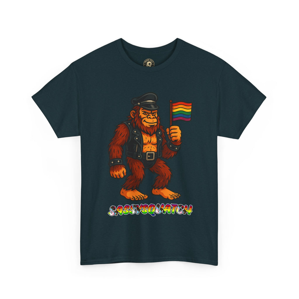 Sassysquatch Graphic Tee – Funny Bigfoot Pride Shirt – LGBTQ Leather Bear T-Shirt – Gildan 5000 Unisex Cotton Tee