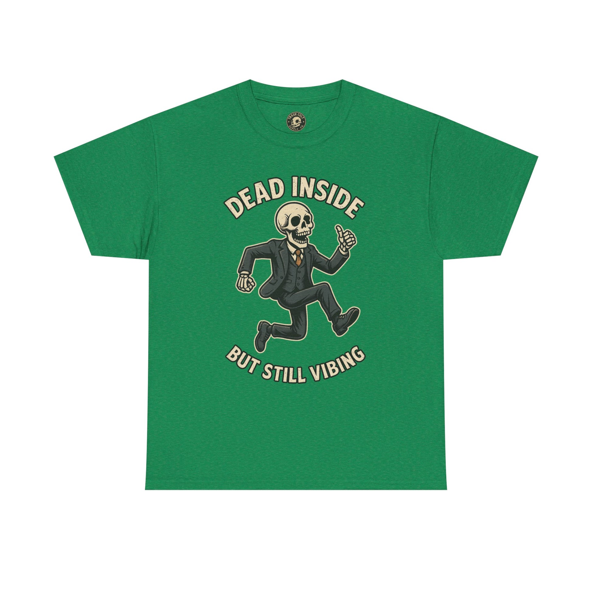 Dead Inside But Still Vibing Skeleton Shirt – Funny Unisex Heavy Cotton Tee