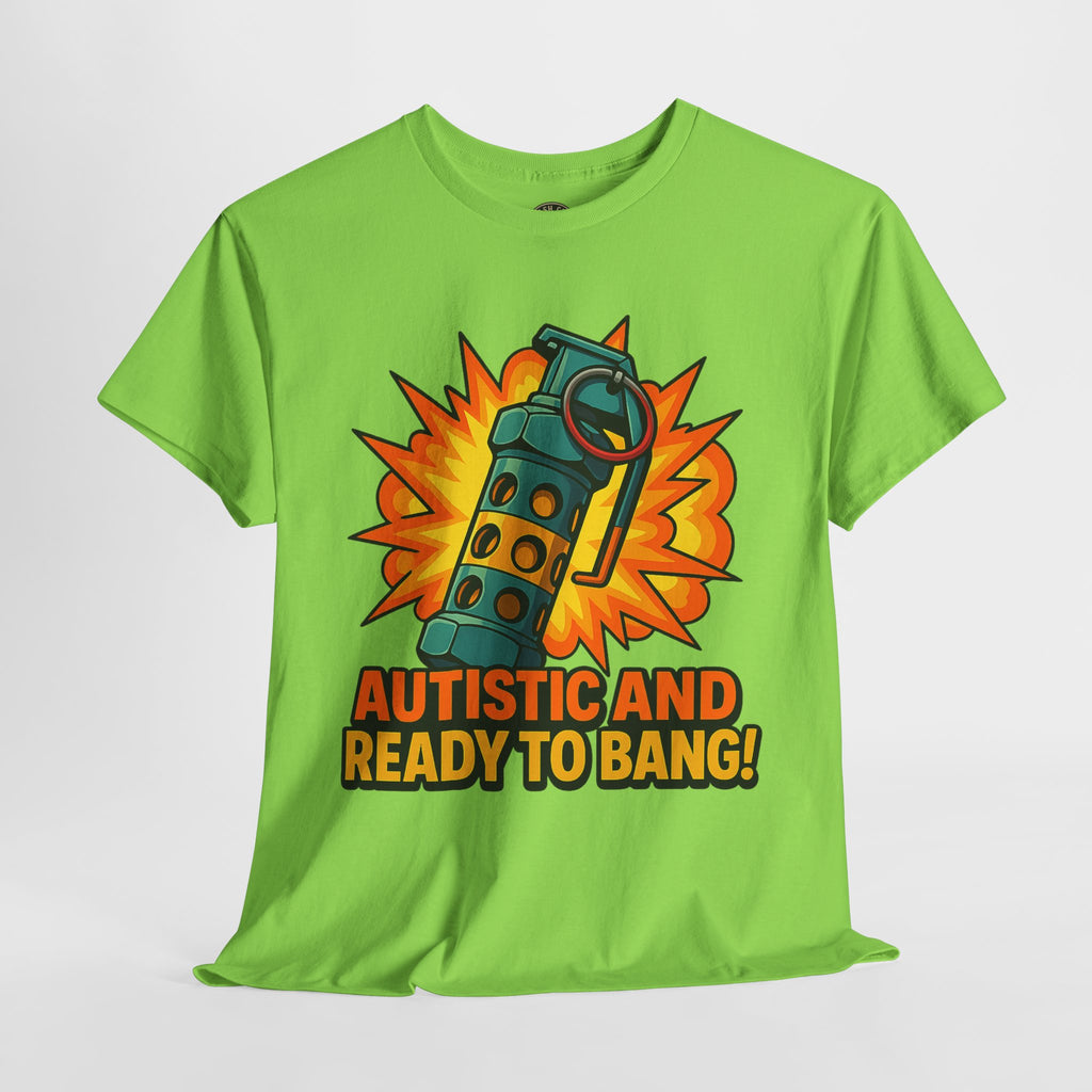 Autistic and Ready to Bang! Unisex Heavy Cotton Tee | Fun Graphic Tee, Autistic Pride, Gift for Autism Awareness, Casual Wear