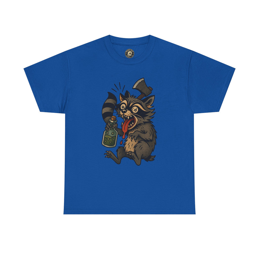 Unhinged Raccoon Shirt – Chaos Gremlin with Axe & Potion | Tattoo Style Tee