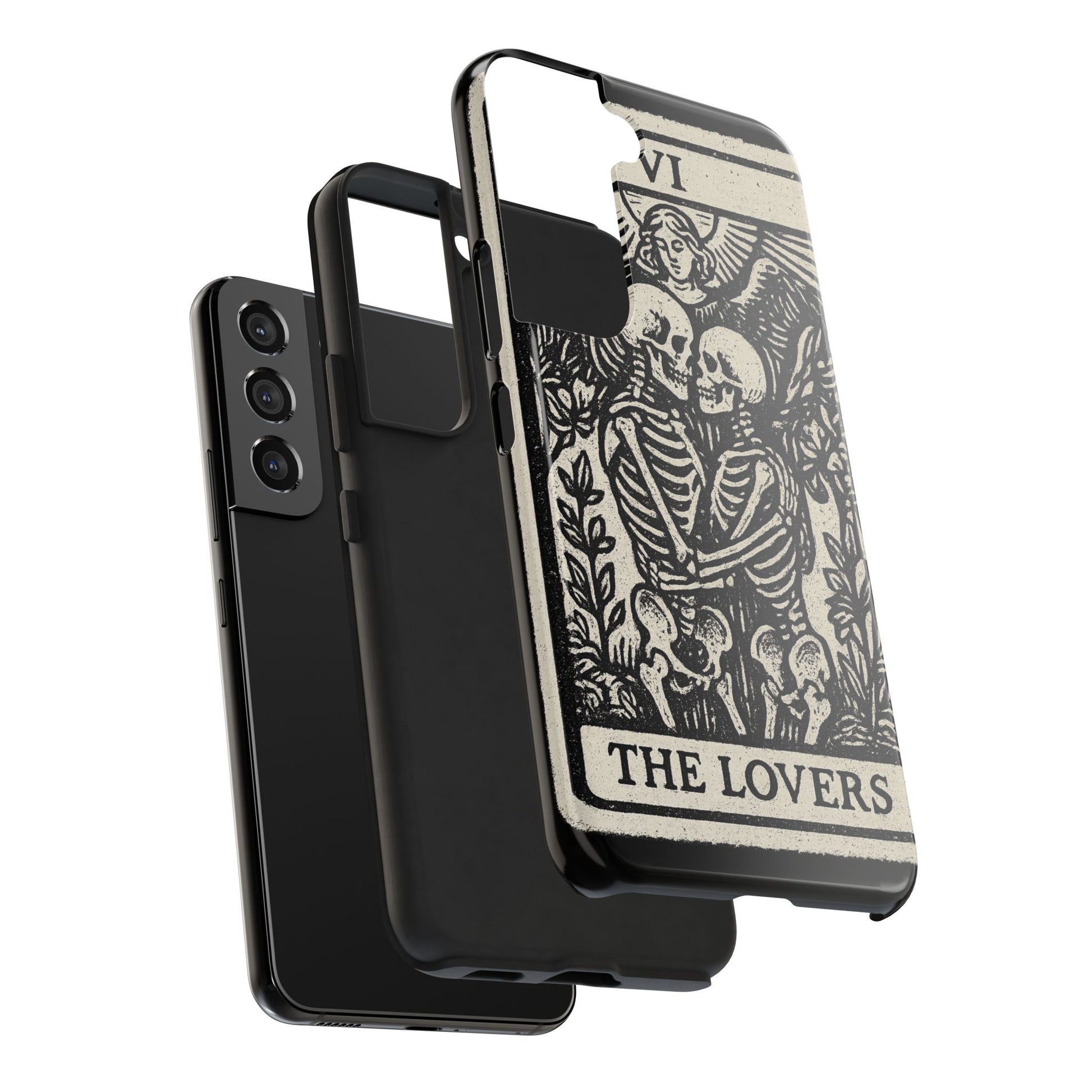 Tough Phone Case with Skeleton Lovers Design, Gothic Phone Cover, Unique Couples Gift, Halloween Accessory, Edgy Tech Design