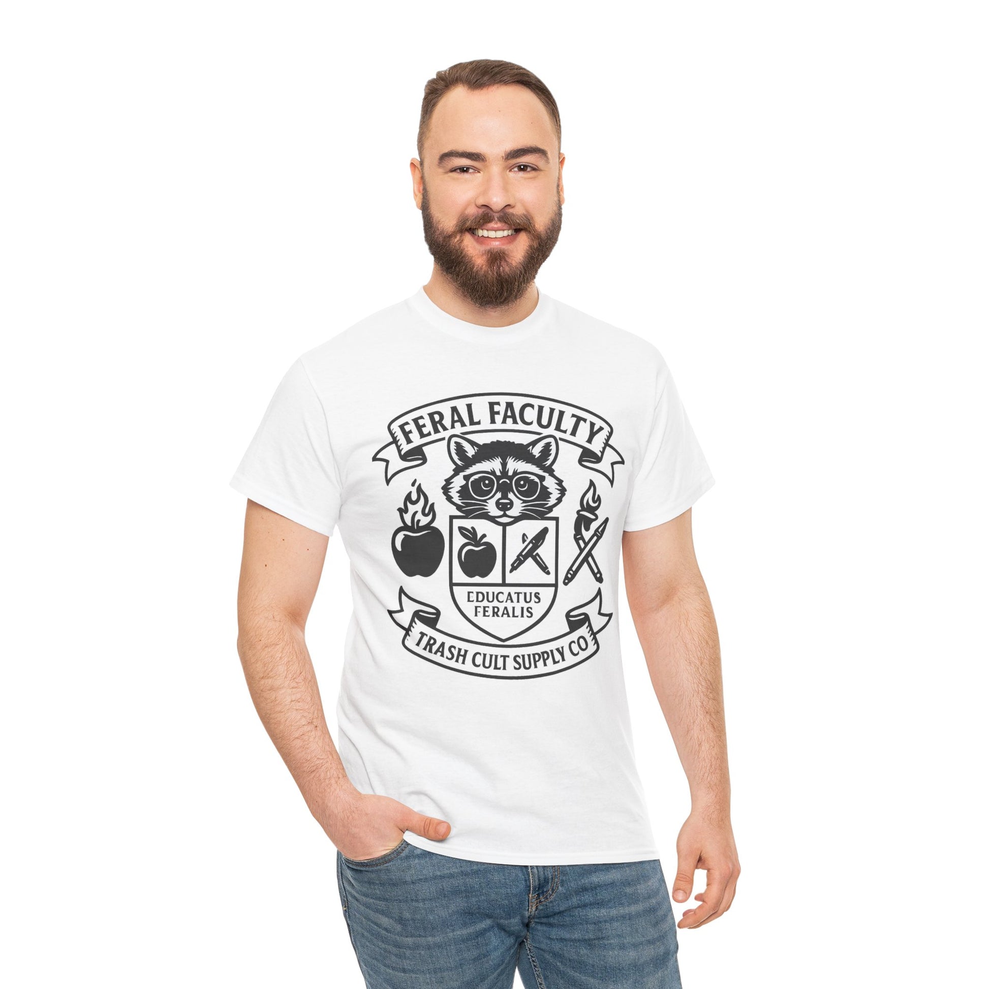 Feral Faculty Tee, Fun Teacher Shirt, Animal Lover Gift, Cool Graphic Tee, Casual Everyday Wear, Unisex Cotton T-Shirt