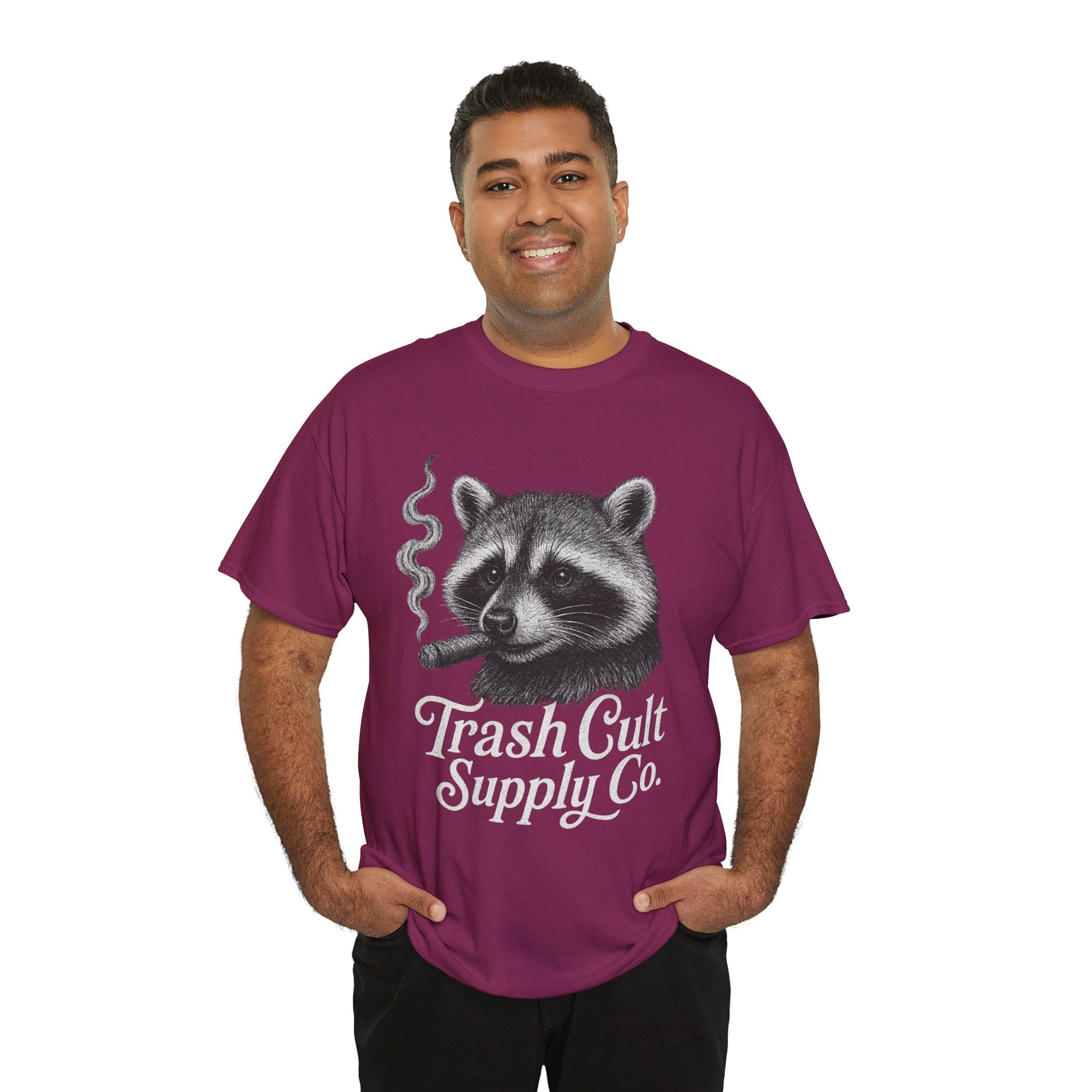 Monochrome Raccoon Cigar Shirt – Trash Cult Supply Co. | Gildan 5000 Tee