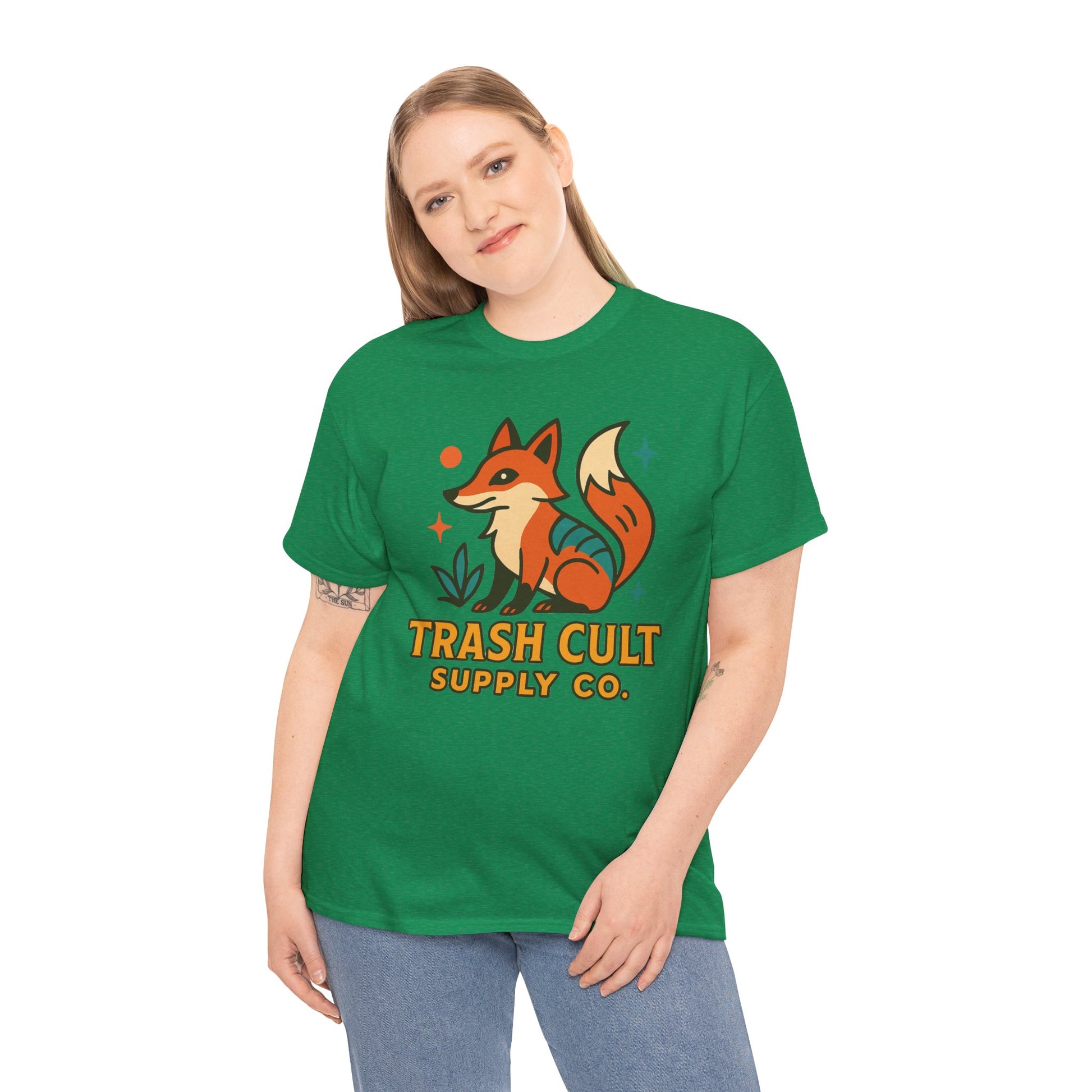 Trash Cult Fox Unisex Heavy Cotton Tee - Eco-Friendly Fashion Statement, Perfect for Nature Lovers, Casual Wear, Gifts, and Festivals