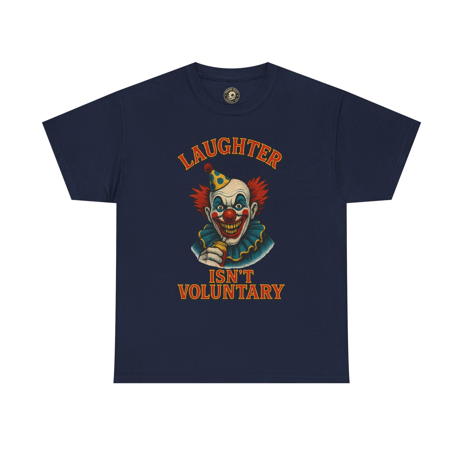 Laughter Isn’t Voluntary Creepy Clown Shirt – Circus Horror Tee – Gildan 5000