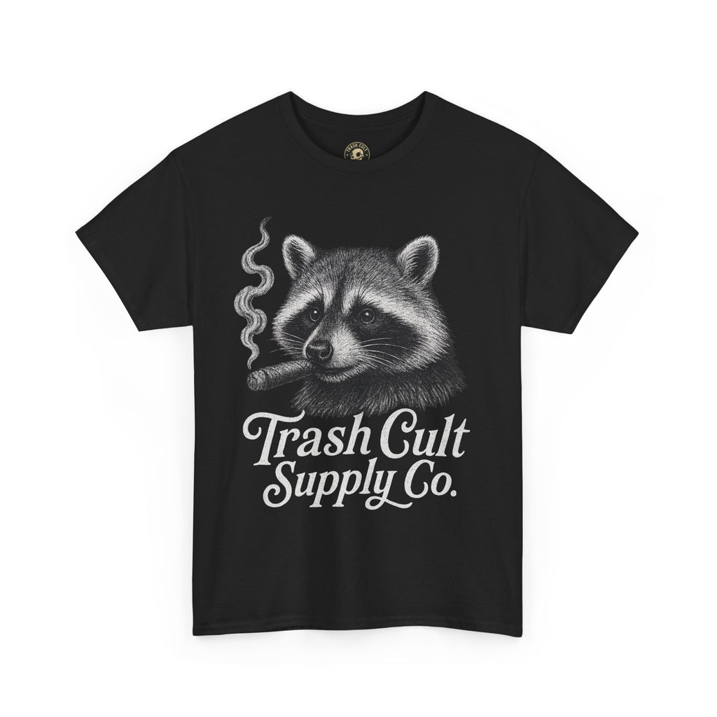 Monochrome Raccoon Cigar Shirt – Trash Cult Supply Co. | Gildan 5000 Tee