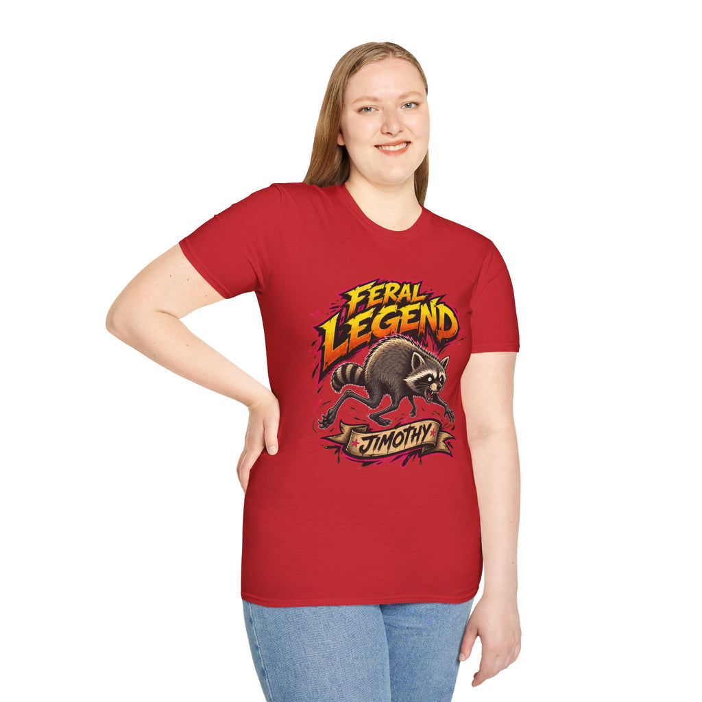 Feral Legend Raccoon Jimothy T-Shirt — Bold Graphic Tee