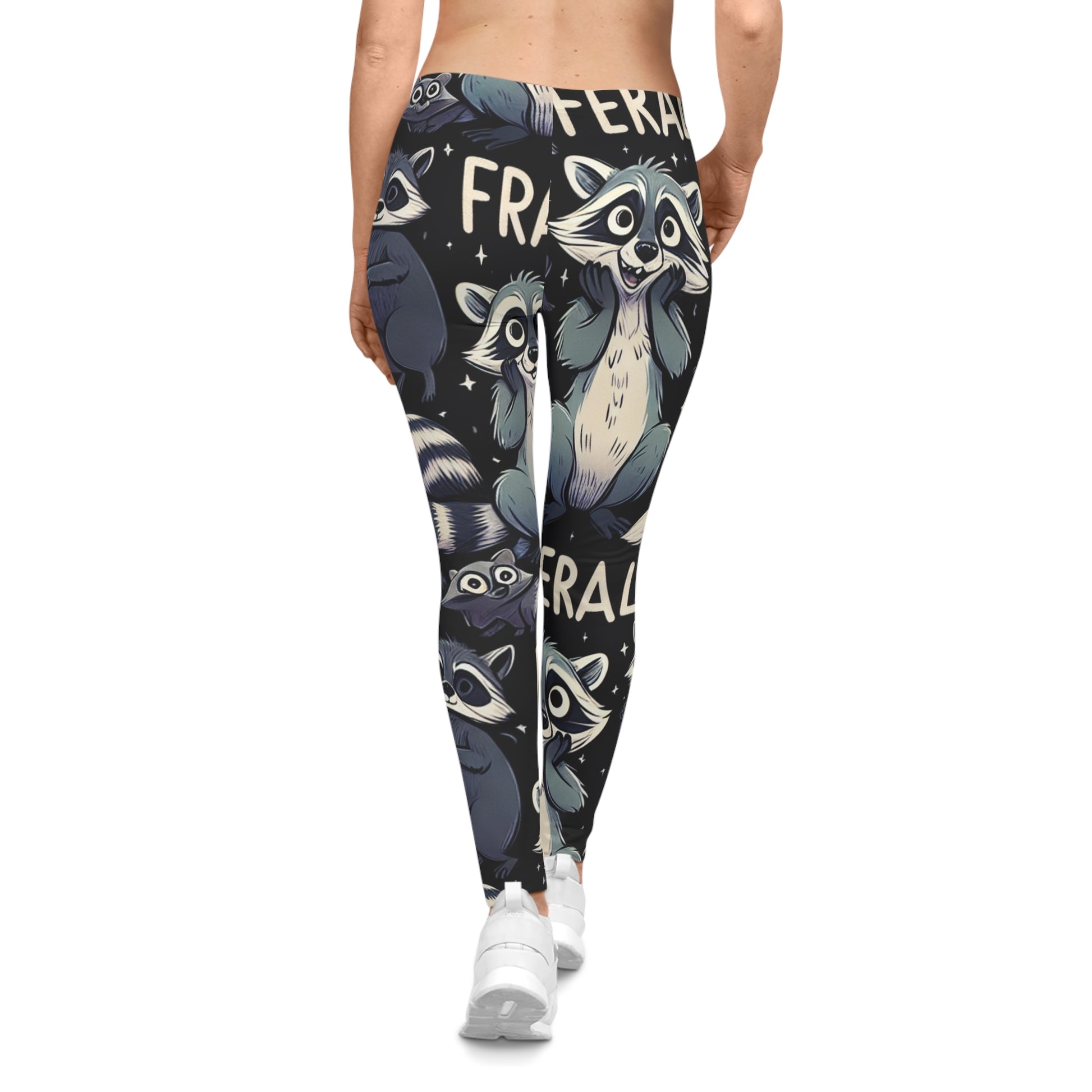 Feral Raccoon Women's Casual Leggings, Cute Animal Print Leggings, Stylish Everyday Wear, Gift for Animal Lovers, Cozy Activewear