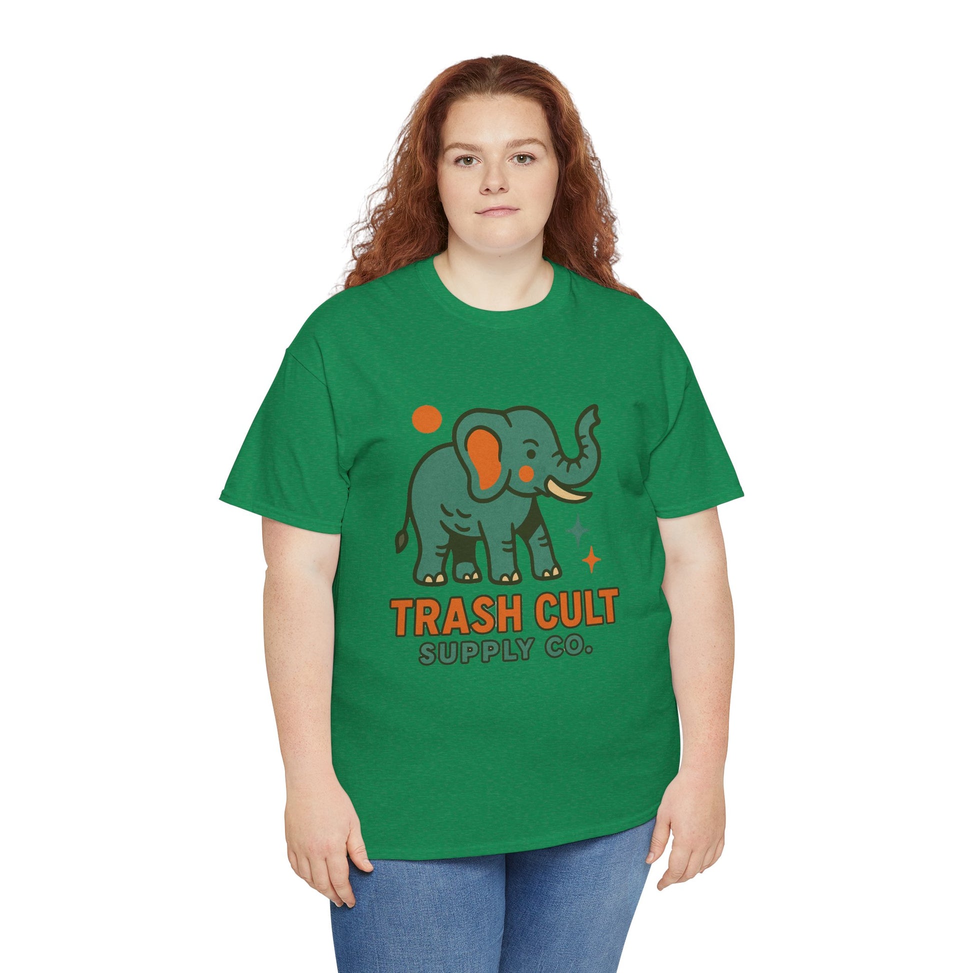 Trash Cult Elephant Unisex Heavy Cotton Tee, Eco-Friendly Shirt, Cool Casual Tee, Gift for Animal Lovers, Vintage Style T-Shirt